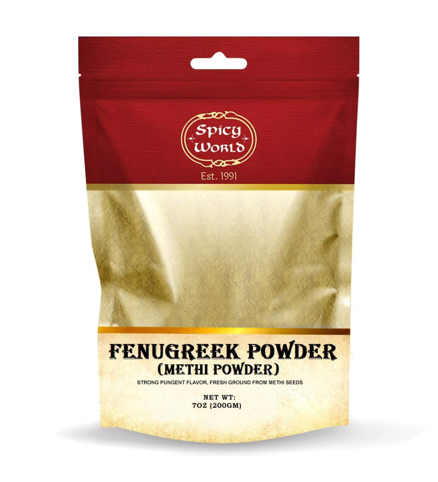 Spicy World Fenugreek Powder 7 Oz Bag (200g) - Ground Methi Seeds - All Natural Indian Spice - Buy Online on SooperMarket.com