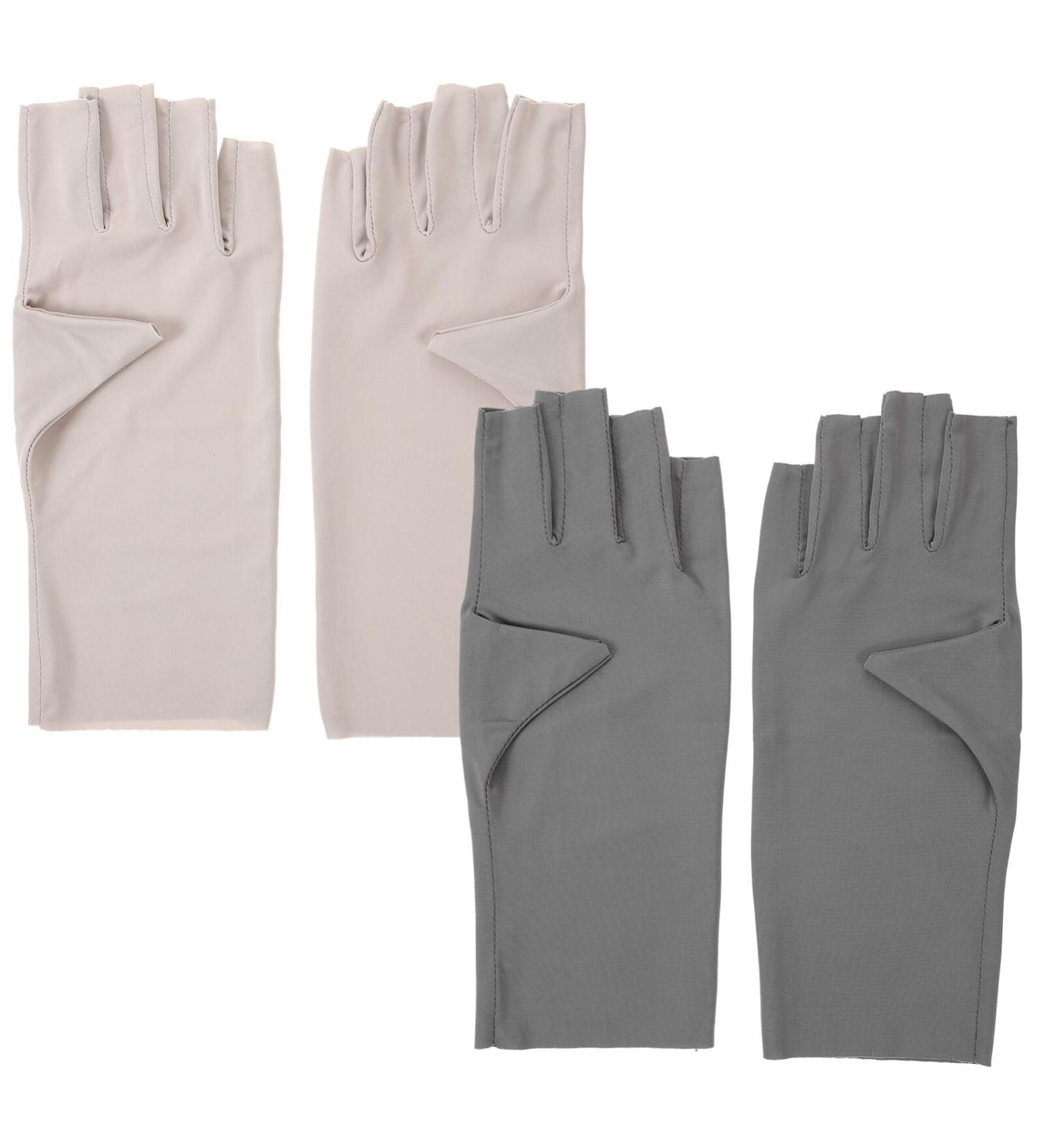 Beavorty 2 Pairs Uv Protection Gloves Anti Uv Gloves Gel Manicure Gloves Fingerless Gloves for Women Grey Beige - Buy Online on SooperMarket.com