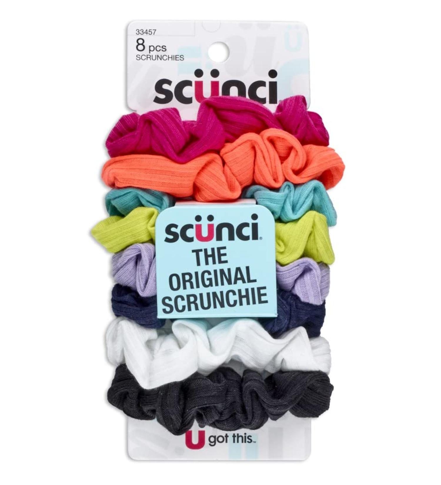 Scunci Small Ribbed Scrunchies  Assorted - 8 pk
