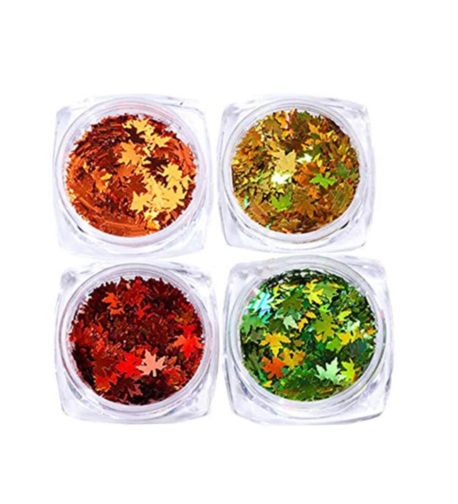 Thanksgiving Decor4 Colors Maple Leaf Nail Art Sequins Maple Leaf Nail Glitters Stickers Autumn Nail Sequins for Nail Art - Buy Online on SooperMarket.com