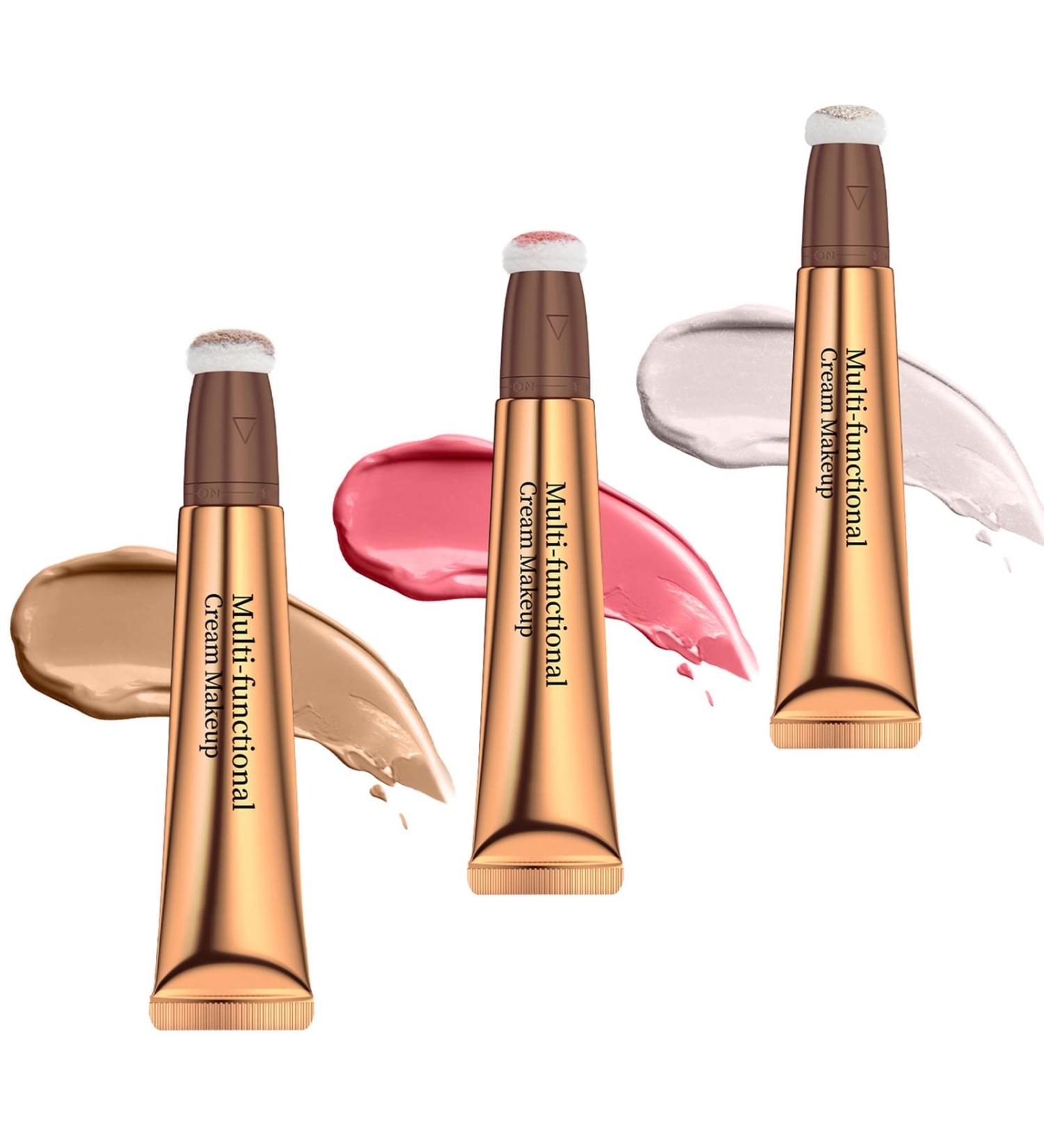 Ofanyia Liquid Highlighters & Blush Contour Set - 3-Piece Fair to Medium with High Opacity Creamy Formula & Pillow Applicator - Buy Online on SooperMarket.com
