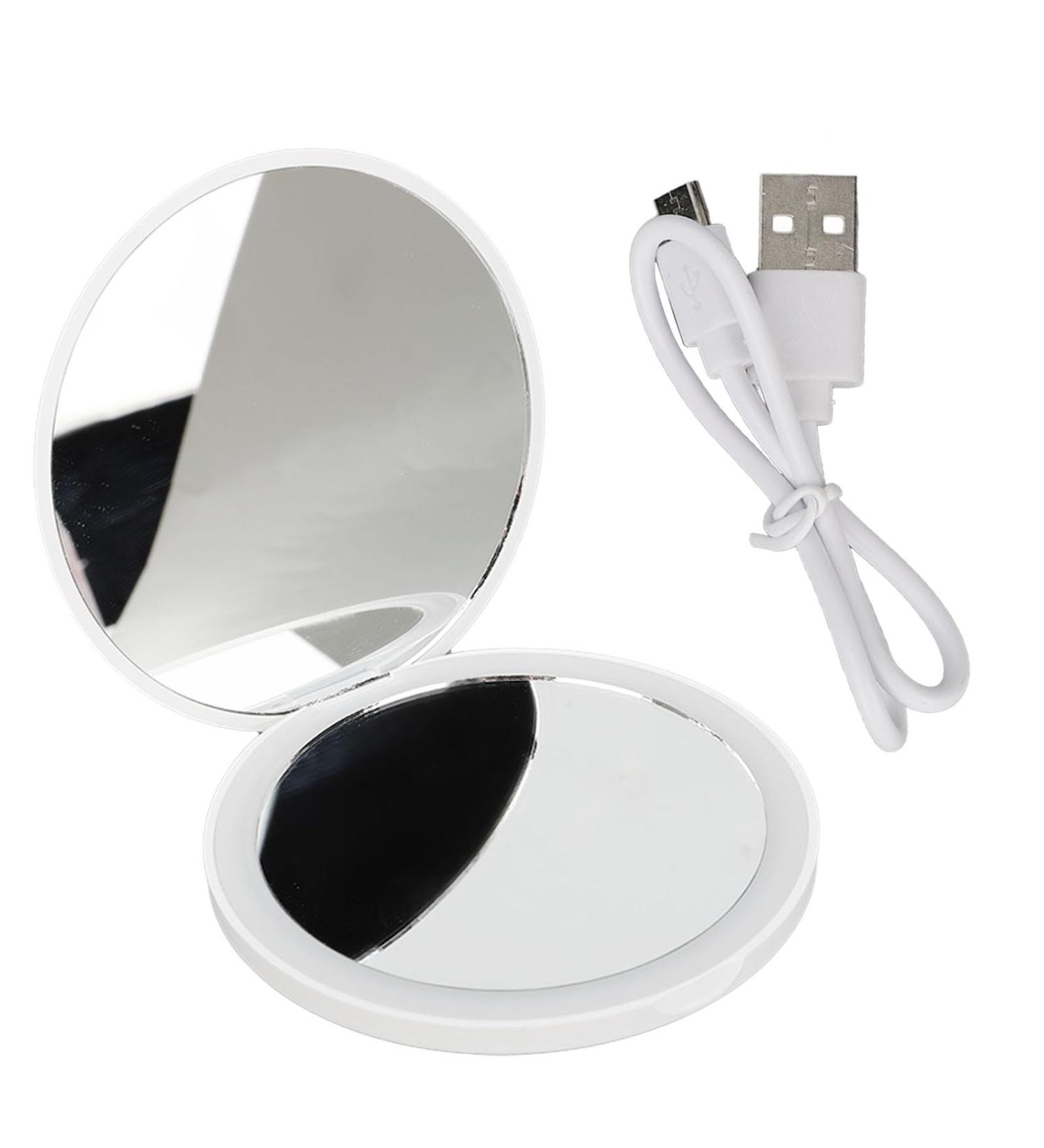 LED Lighted Travel Makeup Mirror Round LED Pocket Mirror Portable Foldable Mini LED Lighted Pocket Makeup Mirror for Travel - Buy Online on SooperMarket.com