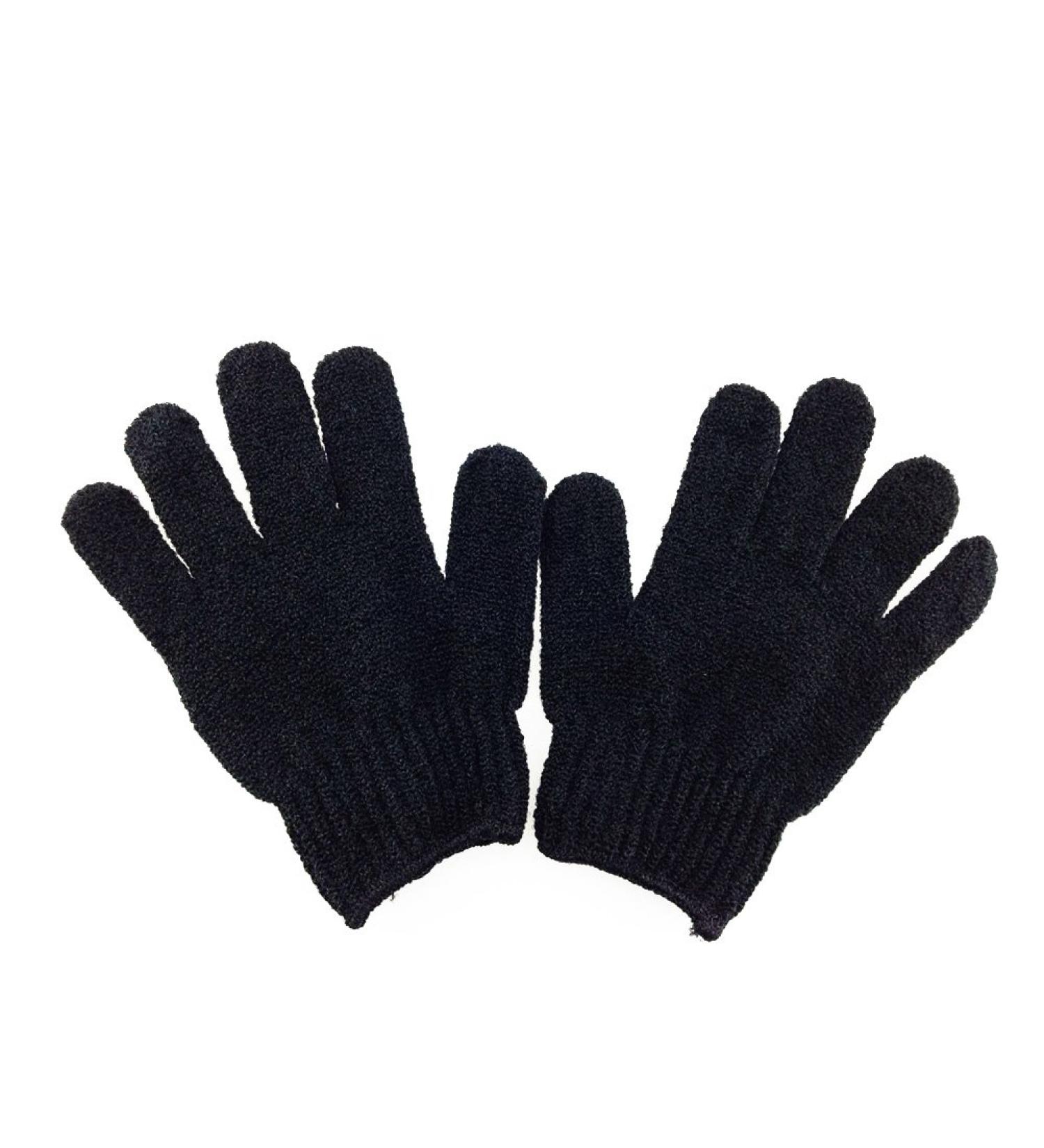 ROSENICE Bath Gloves Scrubber Body Shower Sponge Exfoliating Gloves 1 Pair(Black)