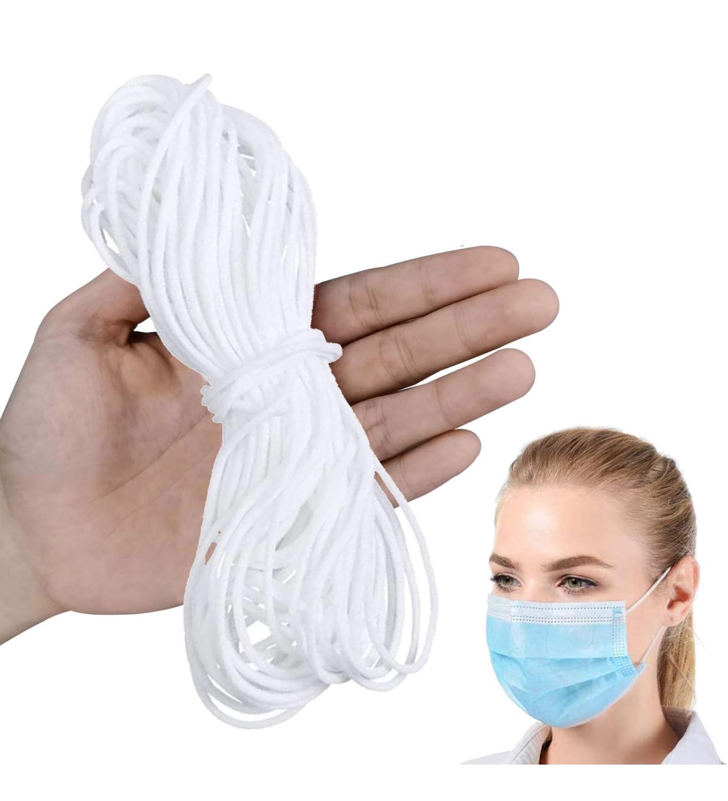 100 Yard 1/8 inch White Elastic Bands for Sewing - Heavy Stretch, Soft Ear Tie Rope for Masks - DIY Craft Elastic Cord - Buy Online on SooperMarket.com
