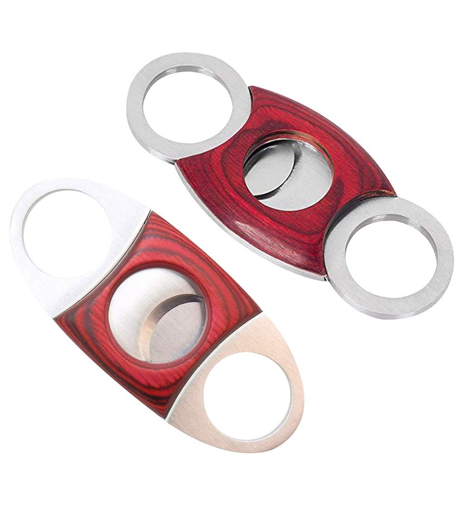 amropi Guillotine Cigar Cutter Mahogany Wood Stainless Steel Cigarette Scissors in Gift Pouch 2 Pack (Arc and Round) - Buy Online on SooperMarket.com