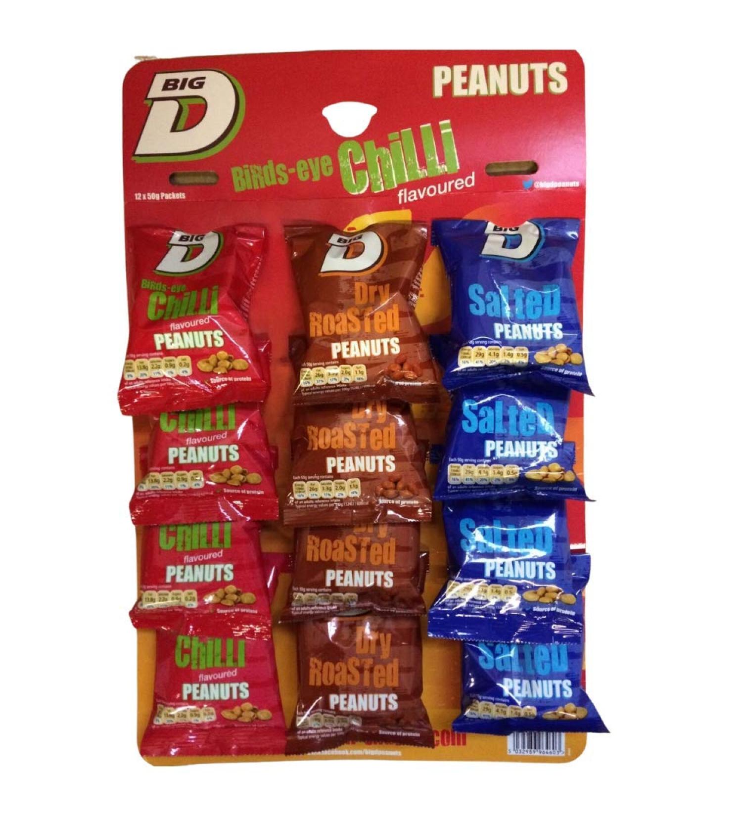 Big D Peanuts Mixed Pub Card Salted/ Dry Roasted/ Chilli
