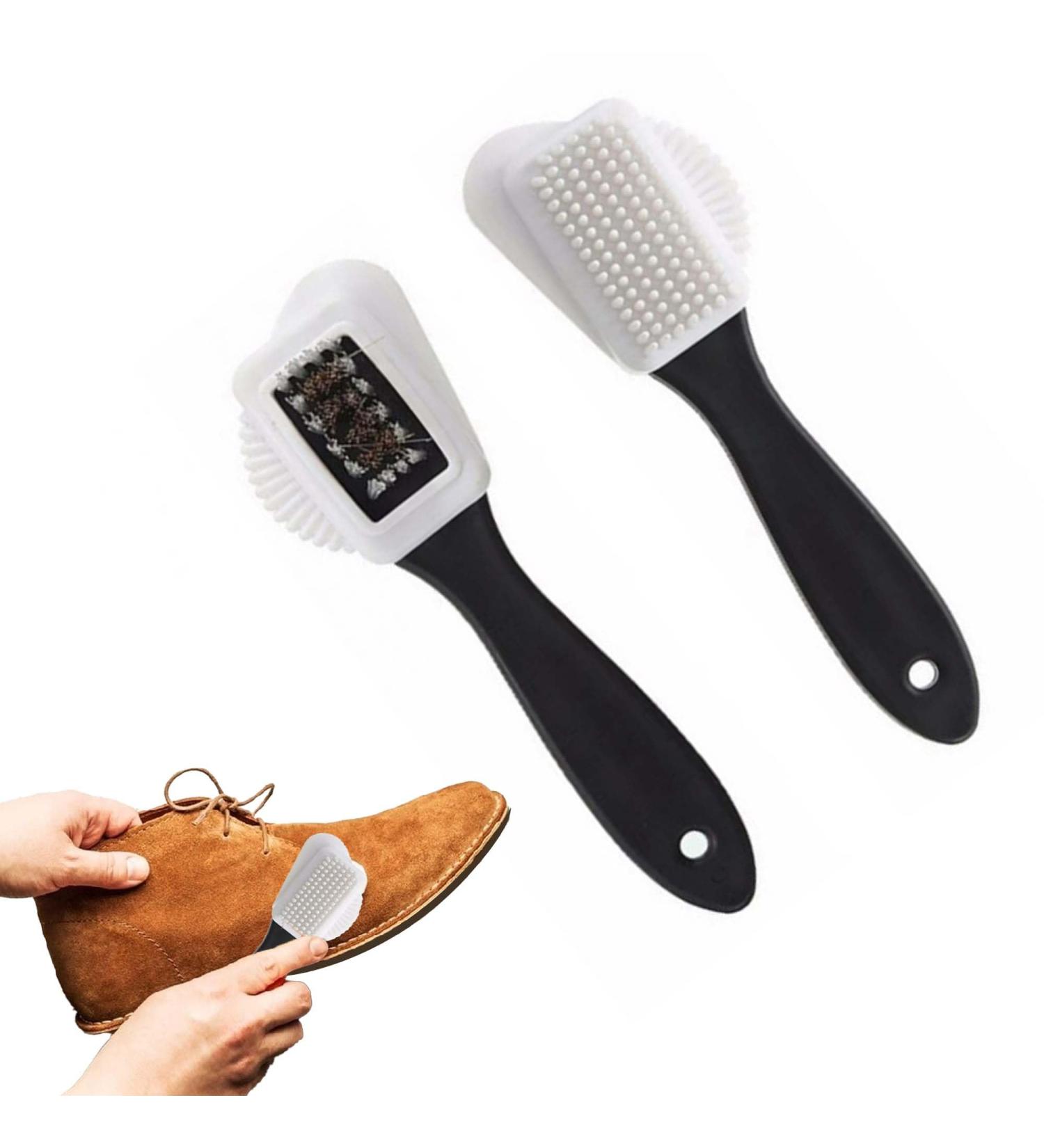 2Pcs Premium 4 Sided Suede Brush for Shoes - Multipurpose Matte Leather Care Tool for Stain Removal and Cleaning Shoes/Boots - Buy Online on SooperMarket.com