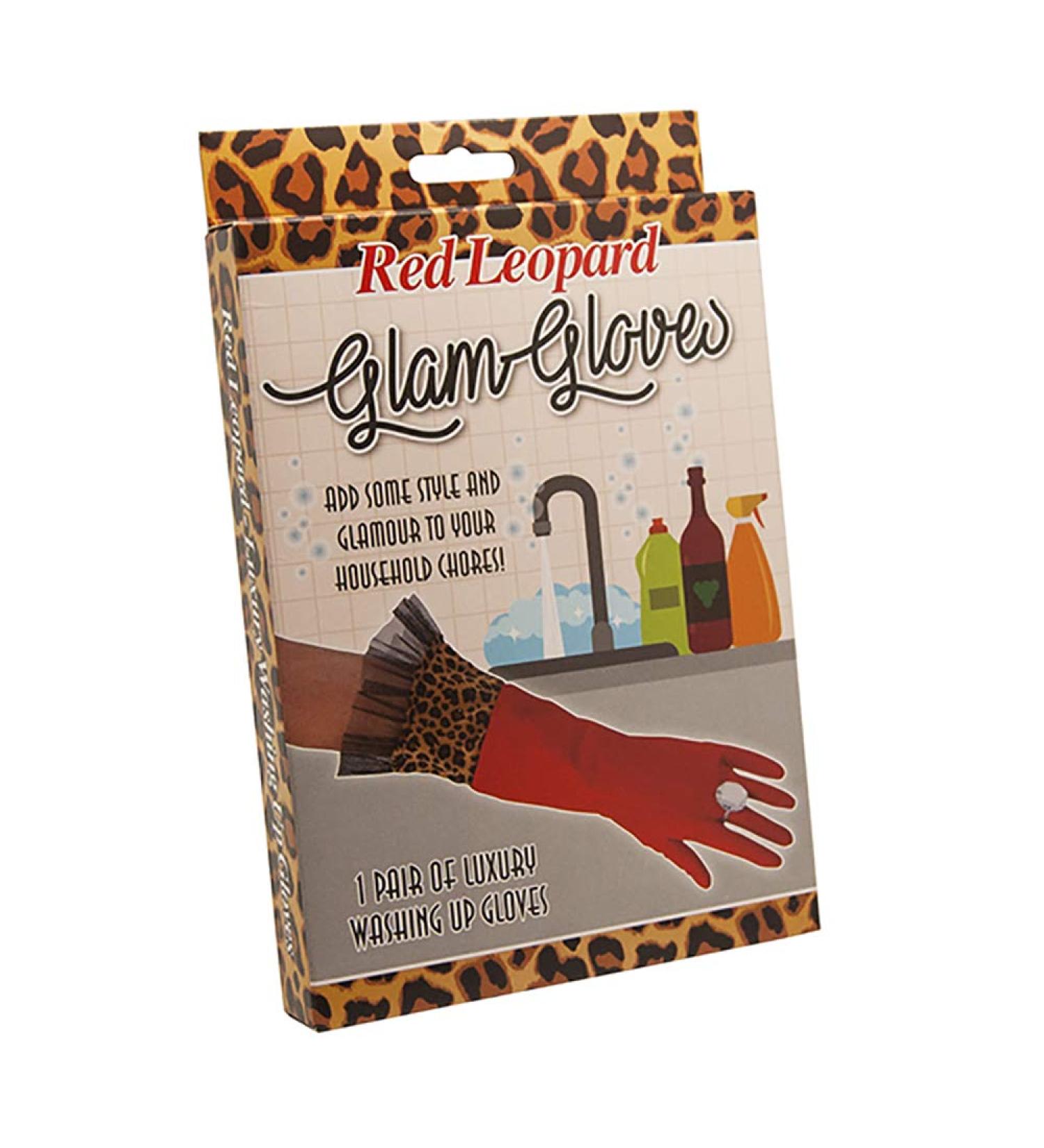Diabolical Gifts DP0988 Red Leopard Washing Up Gloves