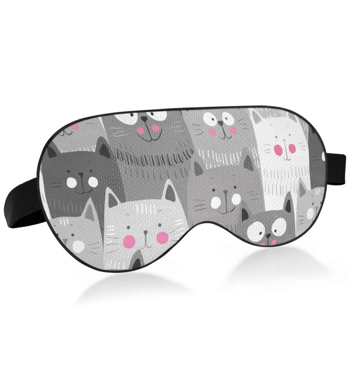 Haskirky Light Blocking Eye Mask - Adjustable Unisex Travel Mask for Deep Sleep, Yoga, and Meditation - Breathable & Comfortable - Cat Grey - Buy Online on SooperMarket.com