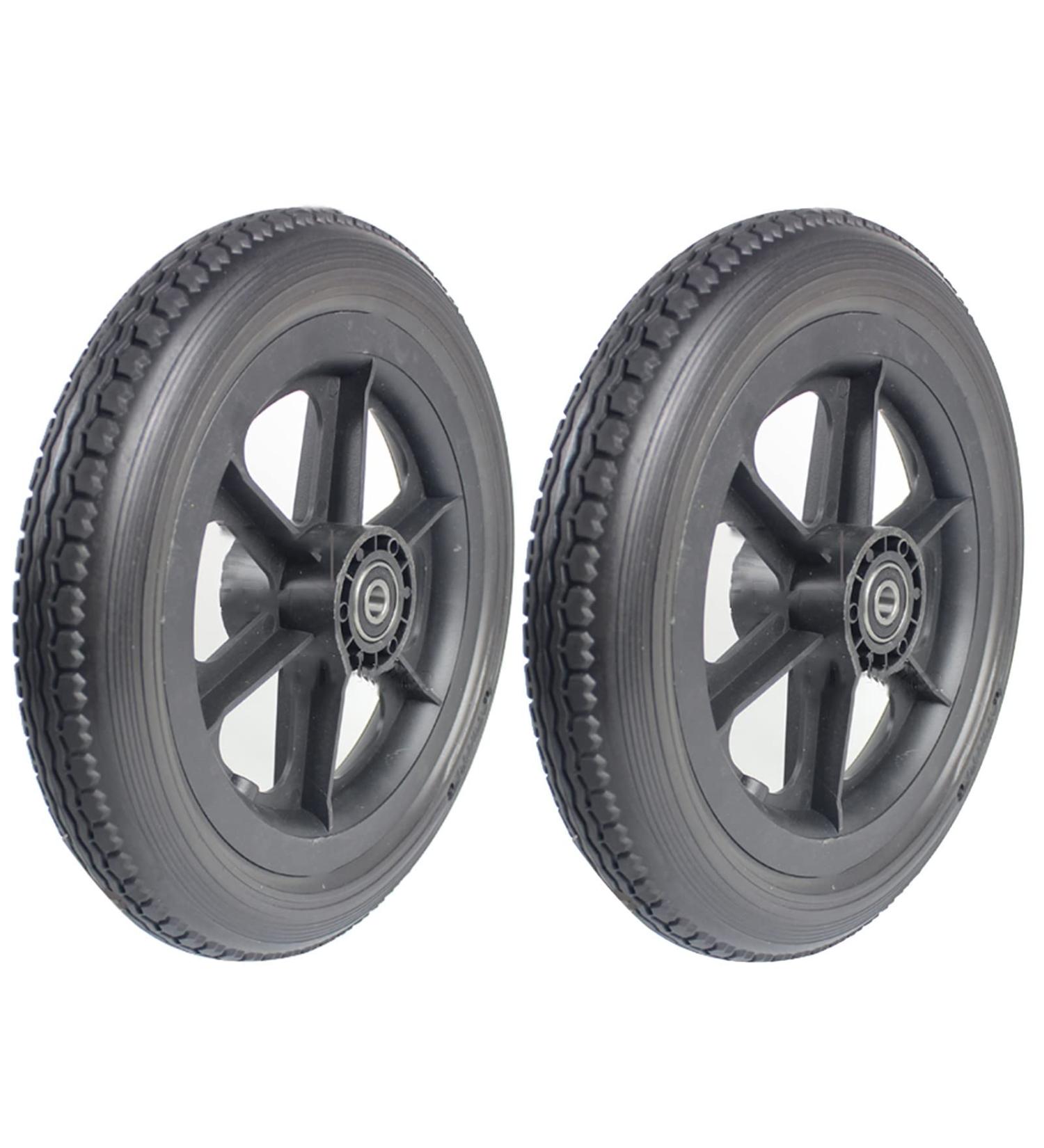 Wheelchair Front Wheel 1 Pair Solid Wheels Replacement for Wheelchair 12 X 2 Non-Pneumatic Wheelchair Rear Wheels Assembly 12Inch (30Cm) Front Wheel with 12Mm Bearing/Gray(Black) - Buy Online on SooperMarket.com