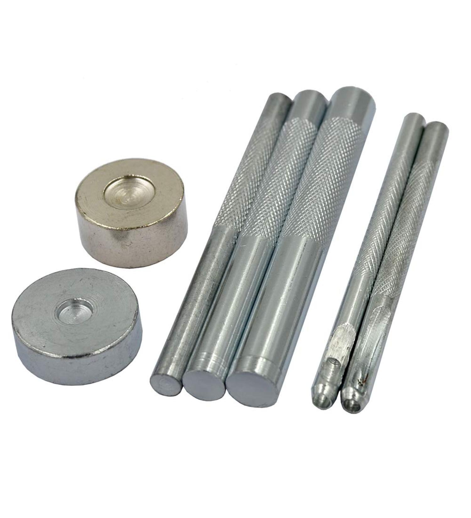 Durable 7 pcs Metal Domed Rivet Fixing Setting Tool for Spike Rivets - Rivet Setter Kit - Buy Online on SooperMarket.com