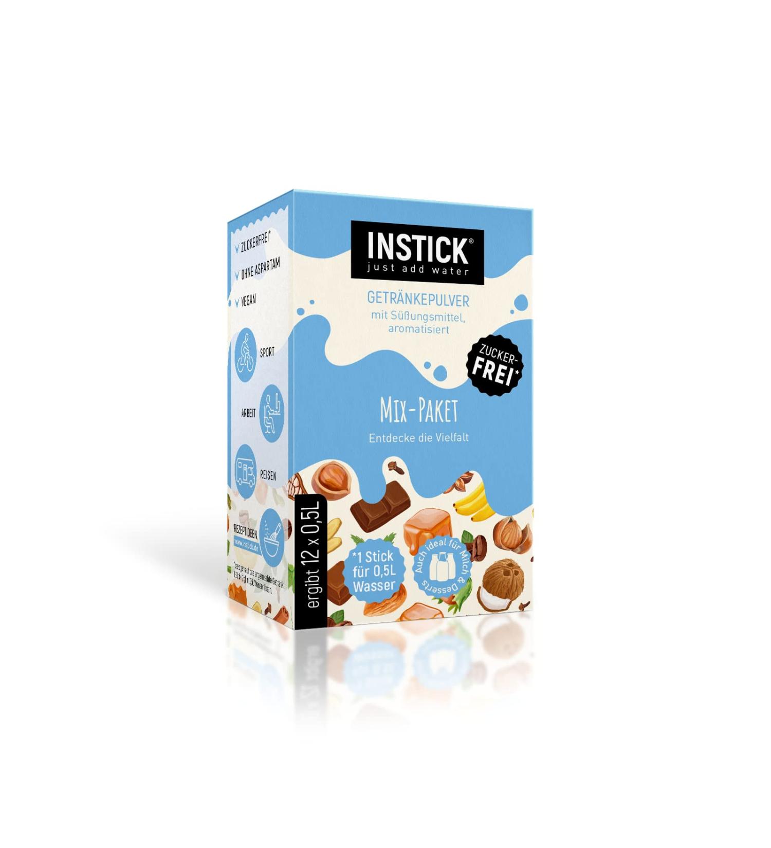 Intick Sugar-Free Instant Milk Drink Mix | Vegan Low Calorie Vitamin C | 12-Pack (12 x 0.5L) - Delicious Flavor Varieties - Buy Online on SooperMarket.com