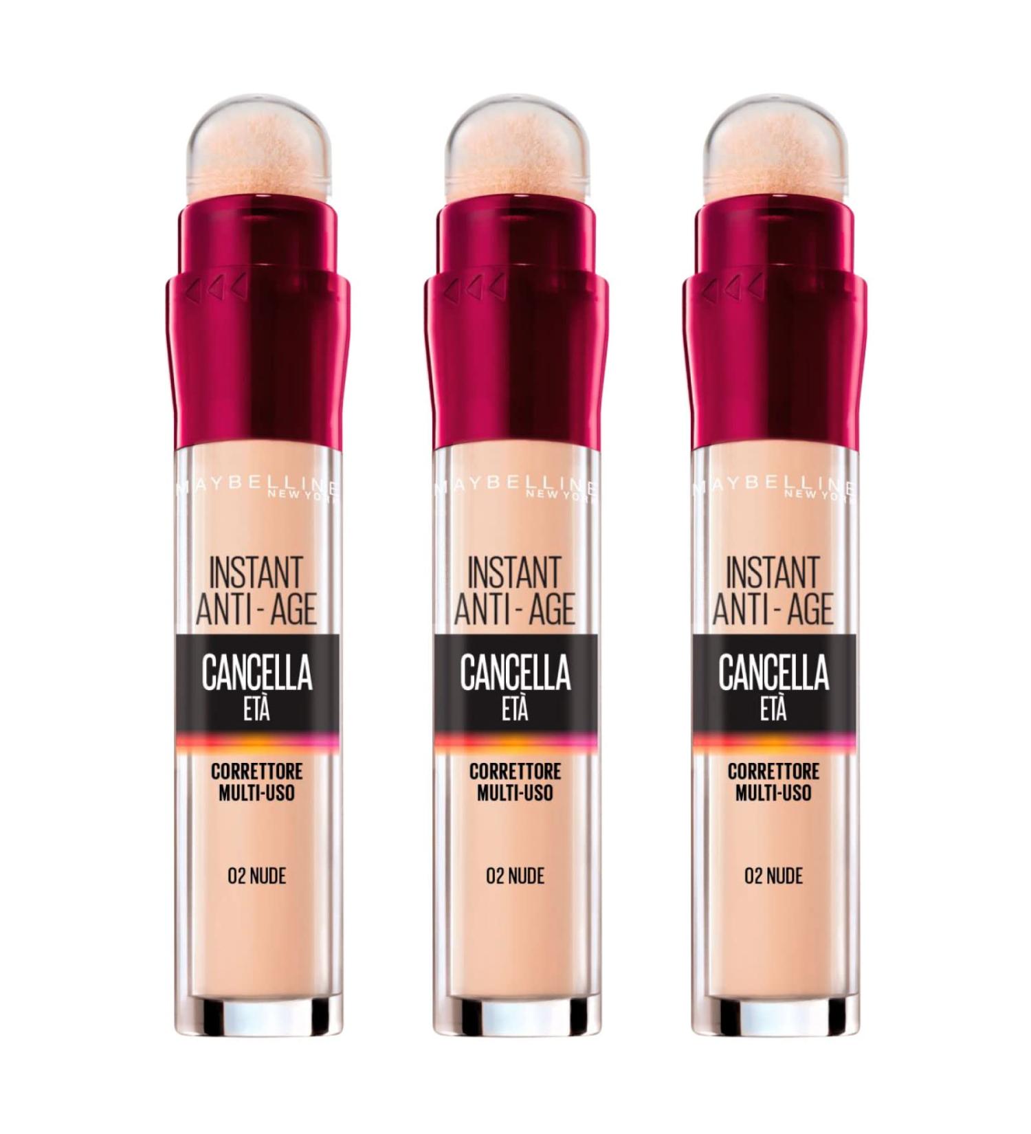 Buy 3x Maybelline New York Il Erase Age Liquid Concealer - Color 02 Nude (Pack of 3) | Best Multi-Purpose Concealer for Flawless Skin - Buy Online on SooperMarket.com