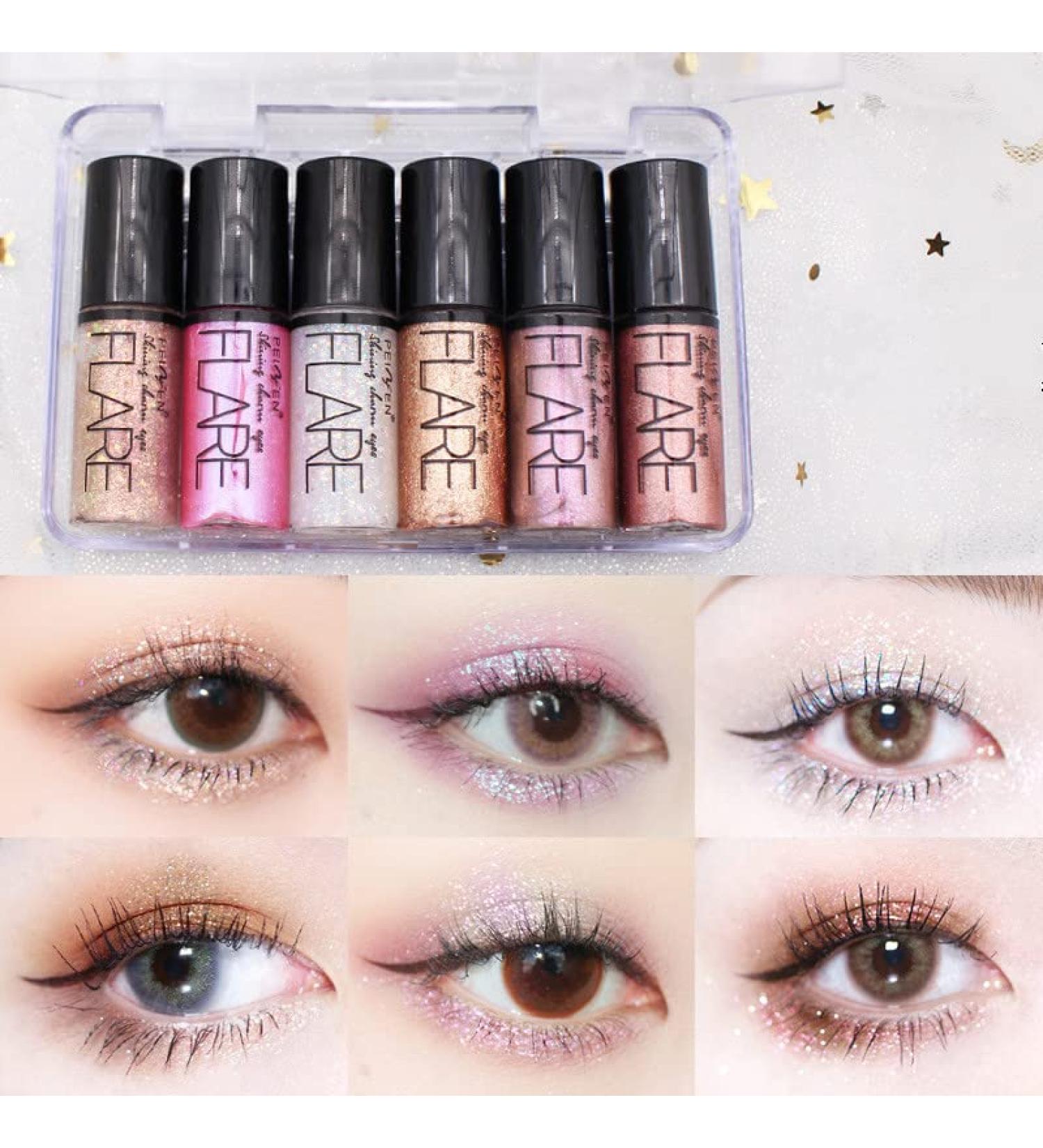 Go Ho 6 Colors Glitter Eyeshadow Makeup - Long-Wearing Liquid Glitter Eyeliner & Diamond Shine Eye Stick - Highly Pigmented Shimmer for Women - International Shipping Available - Buy Online on SooperMarket.com
