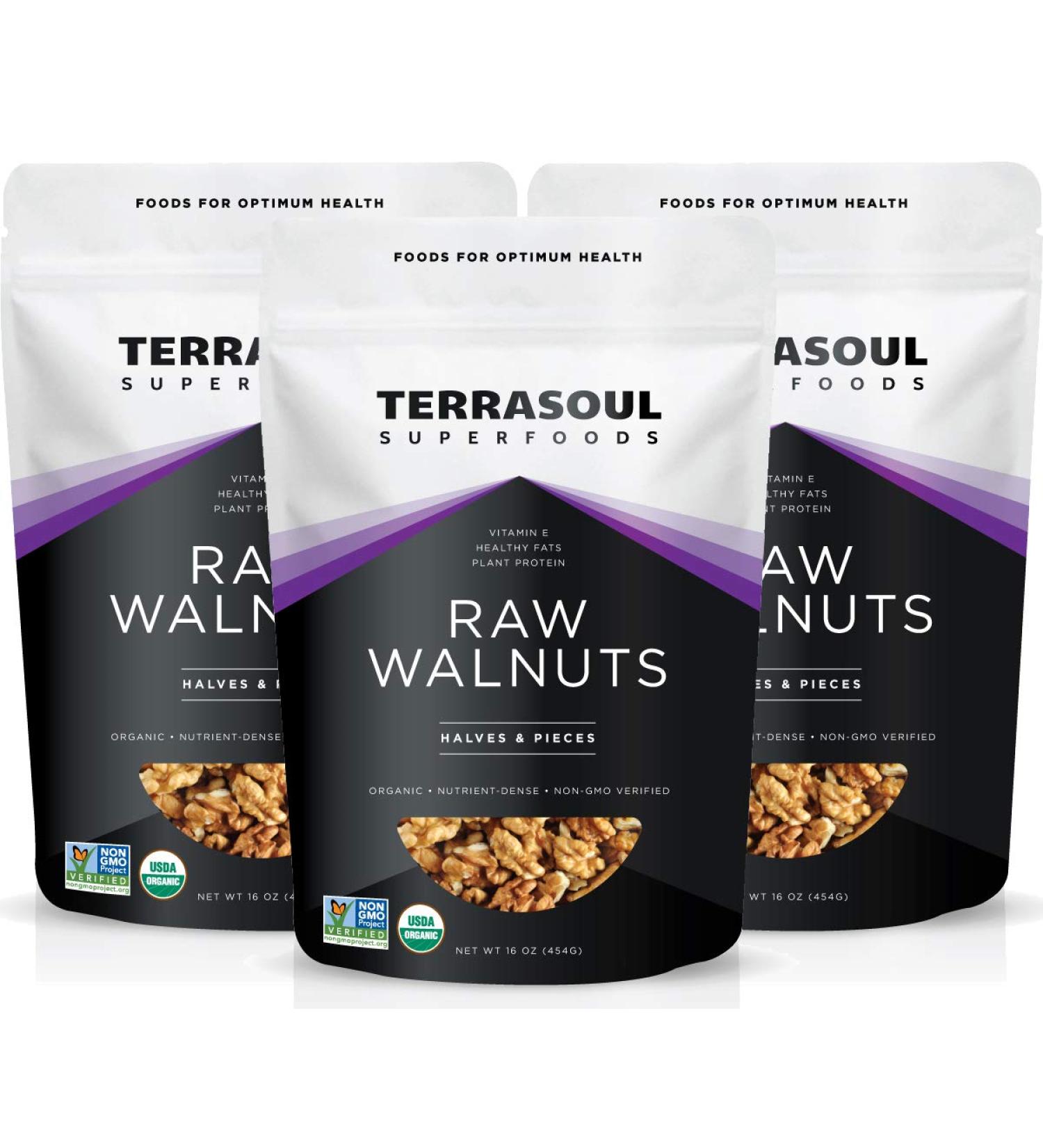 Terrasoul Superfoods Organic Raw Chandler Walnuts 3 Lbs (3 Pack) - Fresh Light Color - Buy Online on SooperMarket.com