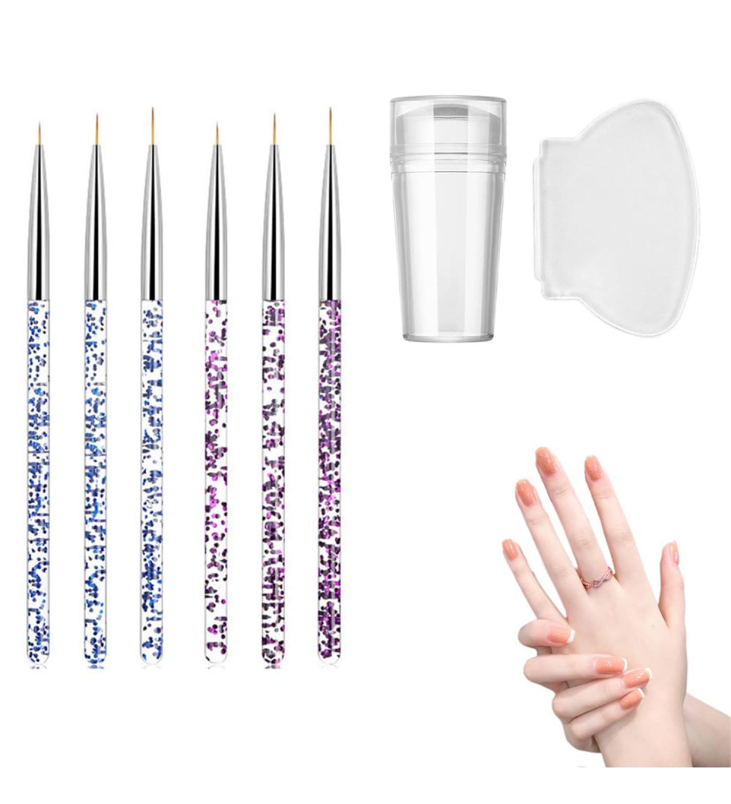MINAYANLEO 8 Pcs Nail Art Stamper Kit - Transparent Jelly Stamper with Scraper and Brushes for Manicure DIY - Buy Online on SooperMarket.com