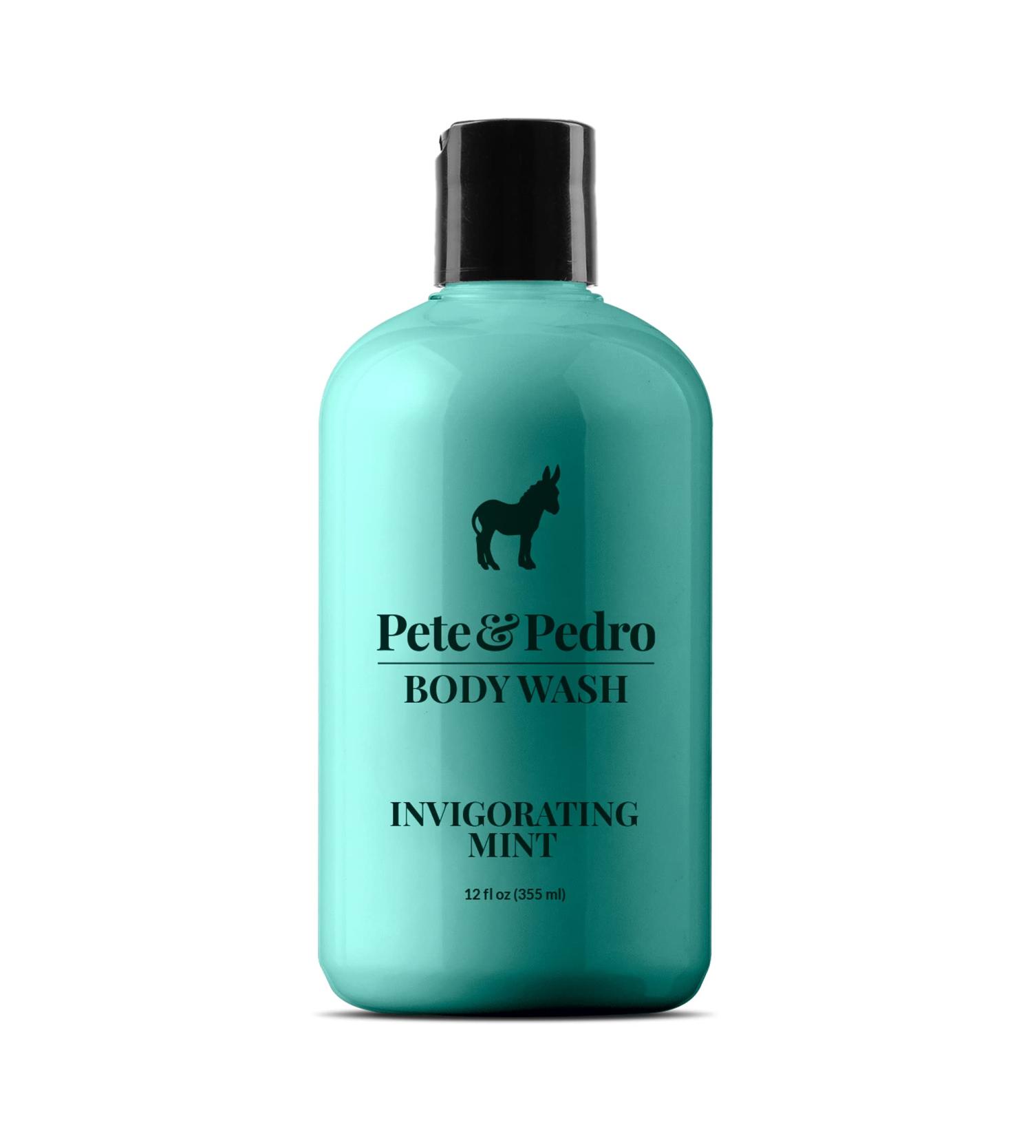 Pete & Pedro Mint Body Wash Invigorating Cooling Peppermint Scented Men's Shower Bodywash with Activated Charcoal | Helps Dry Skin | 12 oz - Buy Online on SooperMarket.com