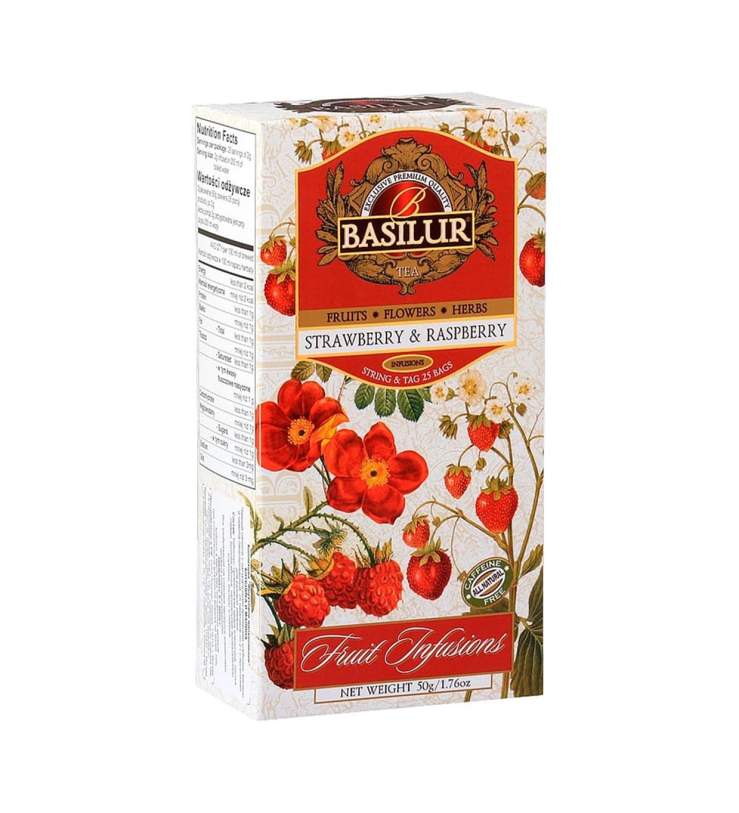 Fruit Infusion - Strawberry & Raspberry Tea x (4) - 25 Bags Per Box - Traditional Herbal Tea