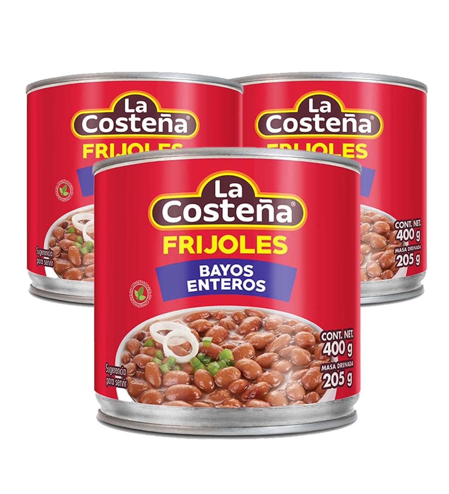 La Costena Bayos Whole Beans 400g (Pack 3) / Mexican Pinto Beans in Can Tinned Bayos Frijoles Pinto Beans - Buy Online on SooperMarket.com