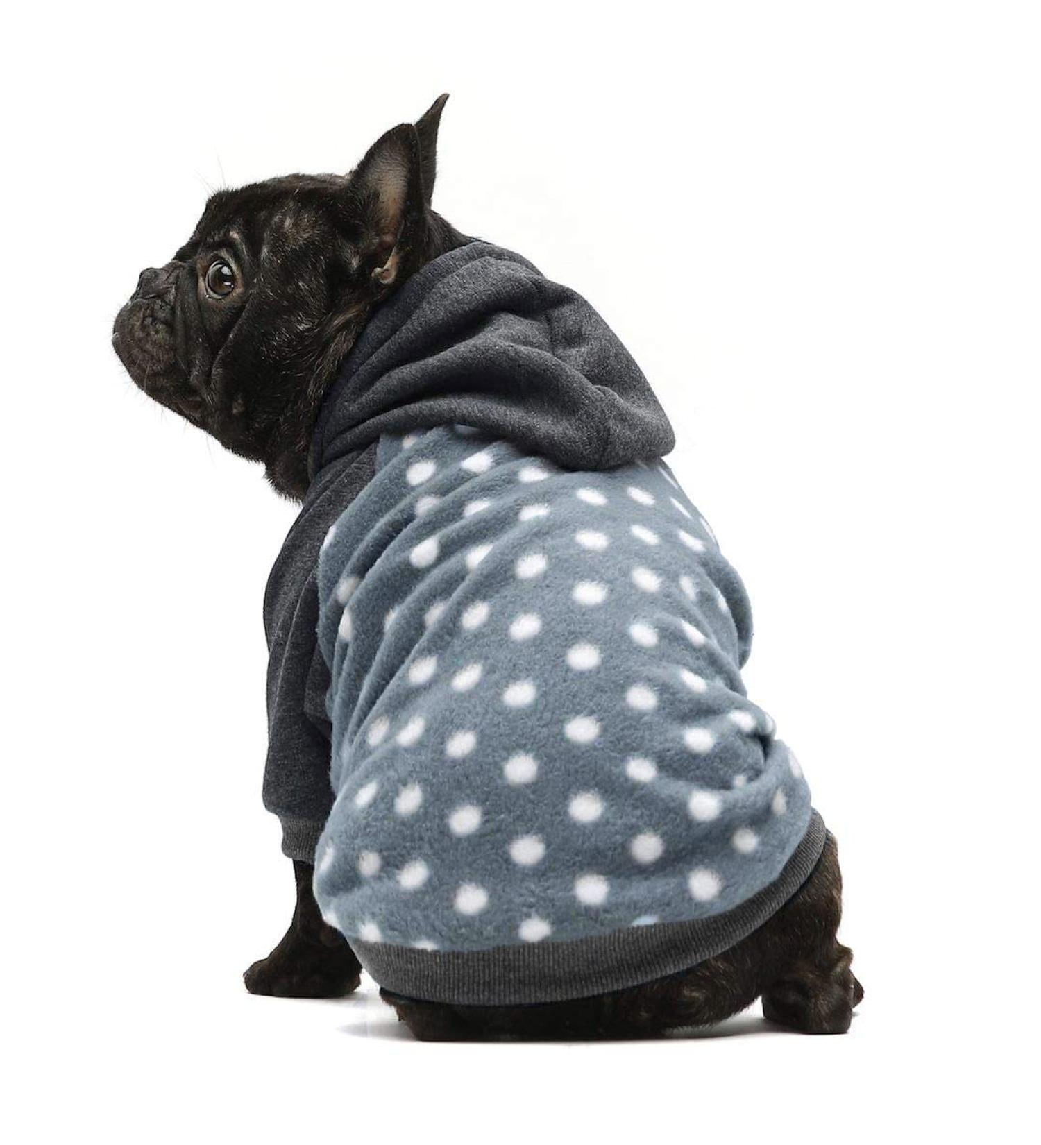 Fitwarm Polka Dot Pet Hoodie Sweatshirt - Fleece Dog/Cat Jacket (Medium, Grey) - Buy Online on SooperMarket.com