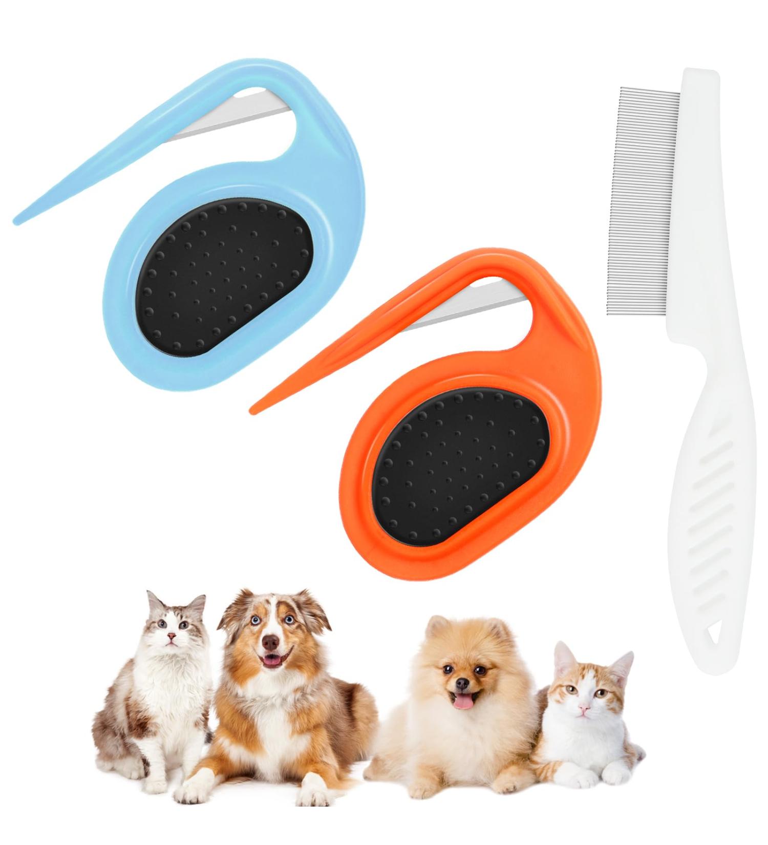 Adiwo Pet Knotting Comb - 2-Piece Steel Blade Tool for Cat Undercoat Removal | Best Knot Removal for Pets - Buy Online on SooperMarket.com