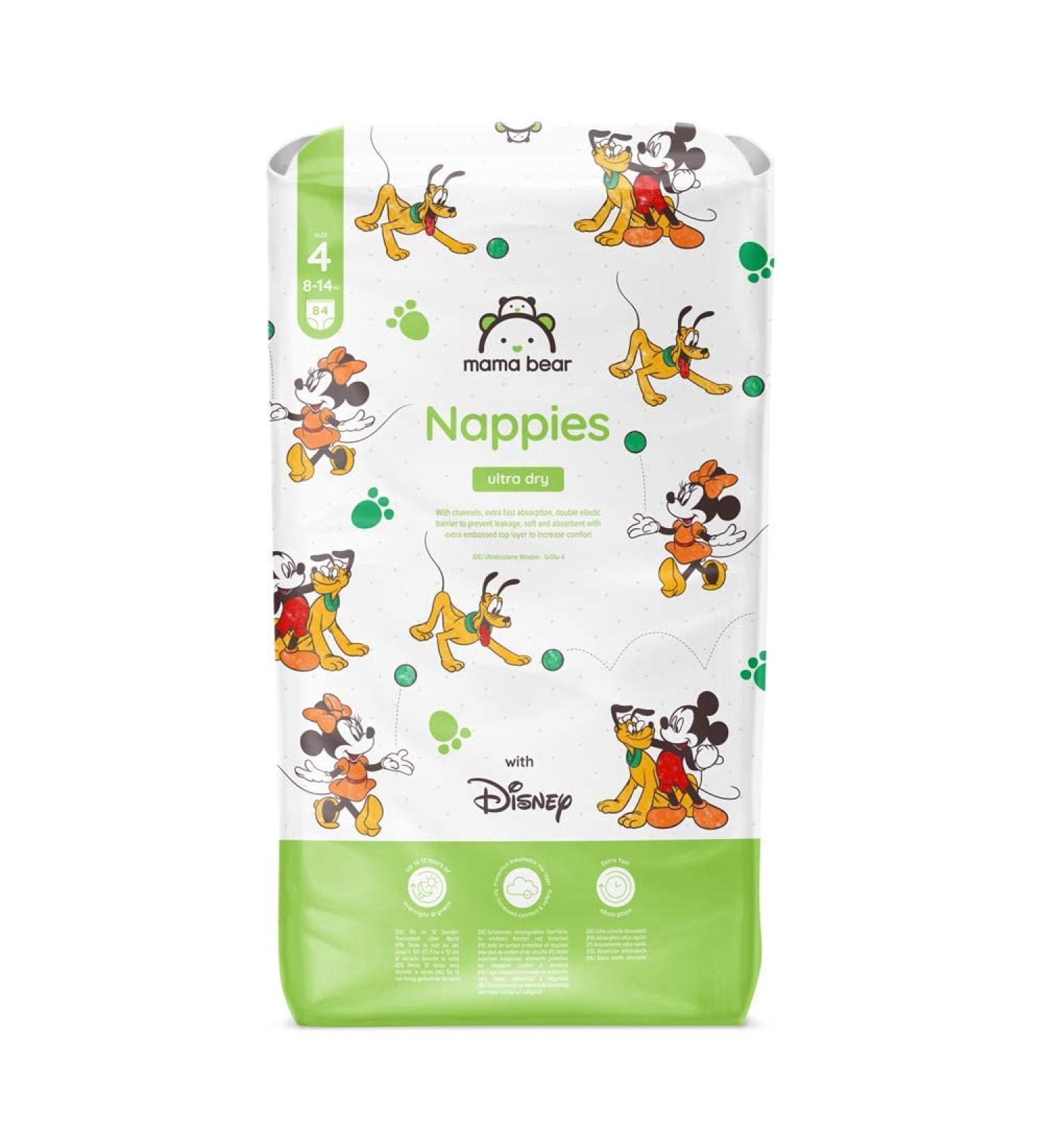 Mama Bear Disney Ultra Dry Diapers Size 4 (8-14 kg) - 84 Count | Premium Quality Diapers for Your Baby - International Shipping Available - Buy Online on SooperMarket.com