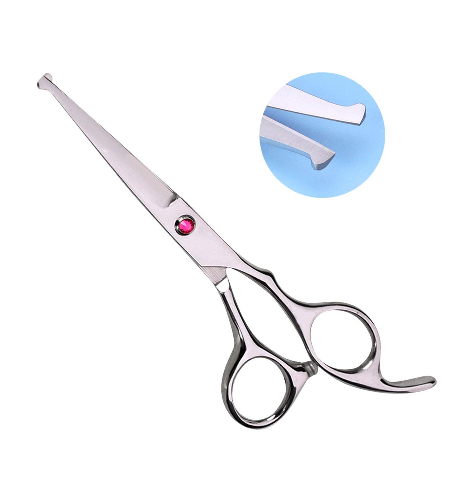 Professional 6.5 inch Hair Cutting Scissors Set for Kids/Women/Men - Barber Salon Kit with Thinning Shears, Saftey Round Head, and Red Handle - Buy Online on SooperMarket.com