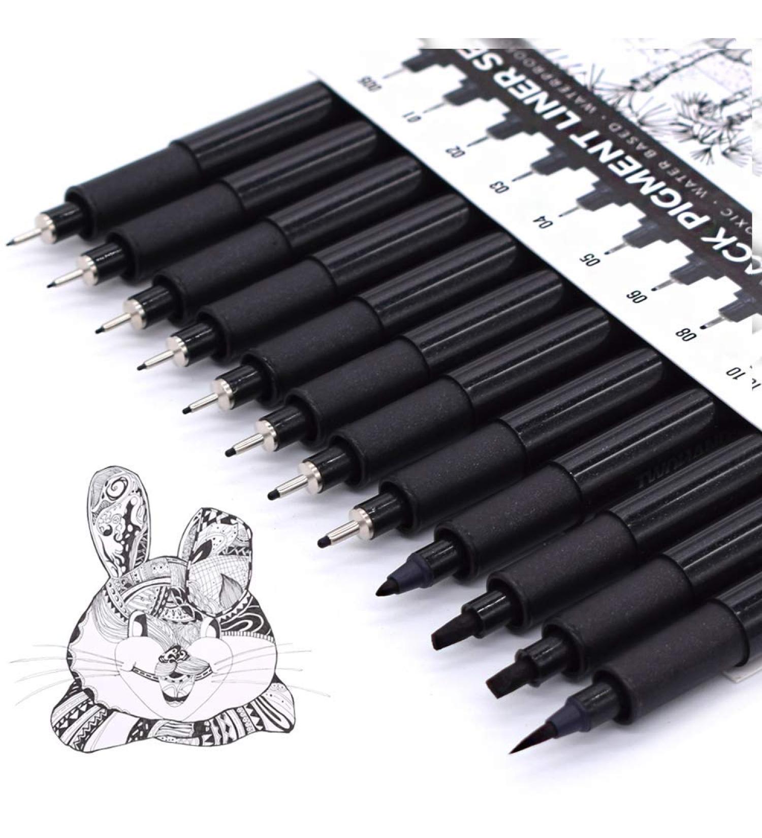 Set of 12 Fine Point Micro Pens for Art Sketching Waterproof Pigment Ink Pens for Manga, Anime, and Scrapbooking - TWOHANDS 20413 - Buy Online on SooperMarket.com