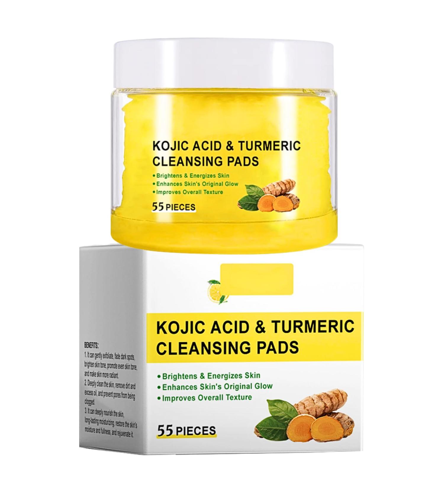 55Pads Kojic Acid and Turmeric Pads Turmeric kojic Acid Pads for Face Turmeric and Kojic Acid Cleansing Pads Turmeric Cleansing Pads for Dark Spots Face Exfoliating Makeup Remover Pads - Buy Online on SooperMarket.com