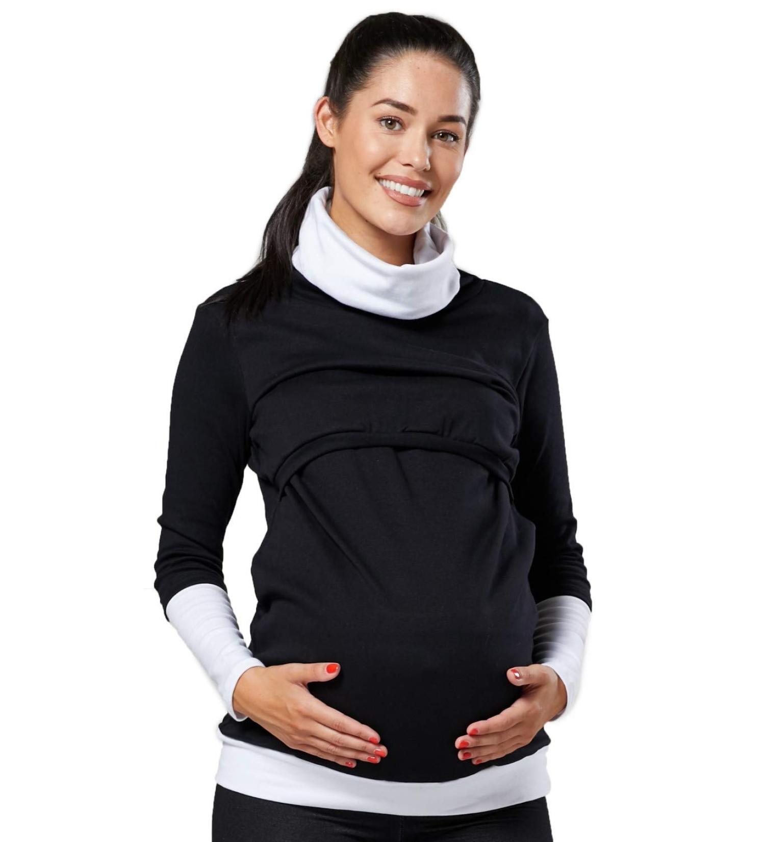 HAPPY MAMA Women's Maternity Nursing Jumper Sweatshirt 348 - Size 10-12, Black & White - Buy Online on SooperMarket.com