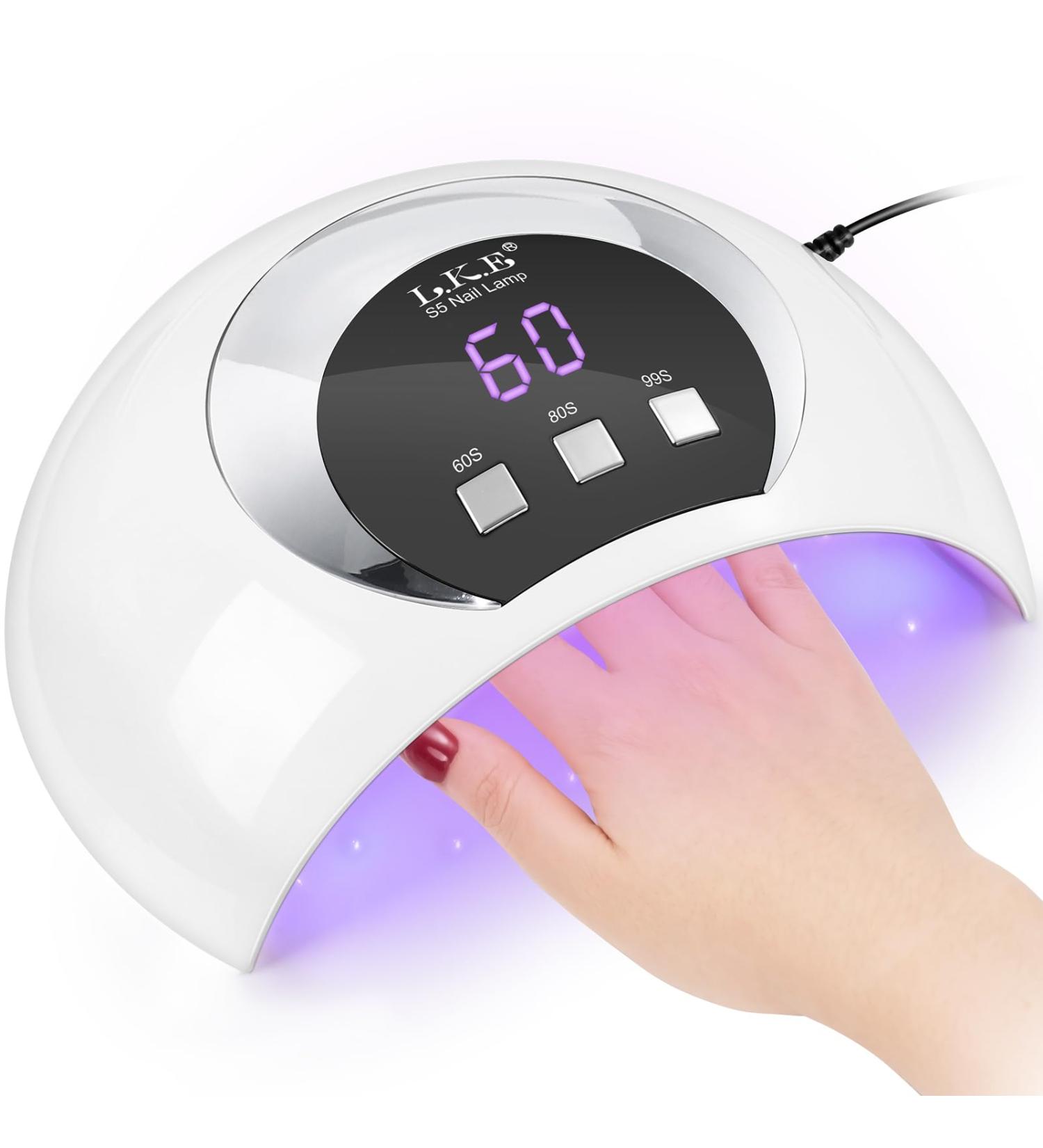 54W UV LED Nail Lamp for Gel Nail Curing | 3 Timers, LCD Display, Smart Sensor | USB Plug | Fingernail & Toenail Dryer (White) - Buy Online on SooperMarket.com