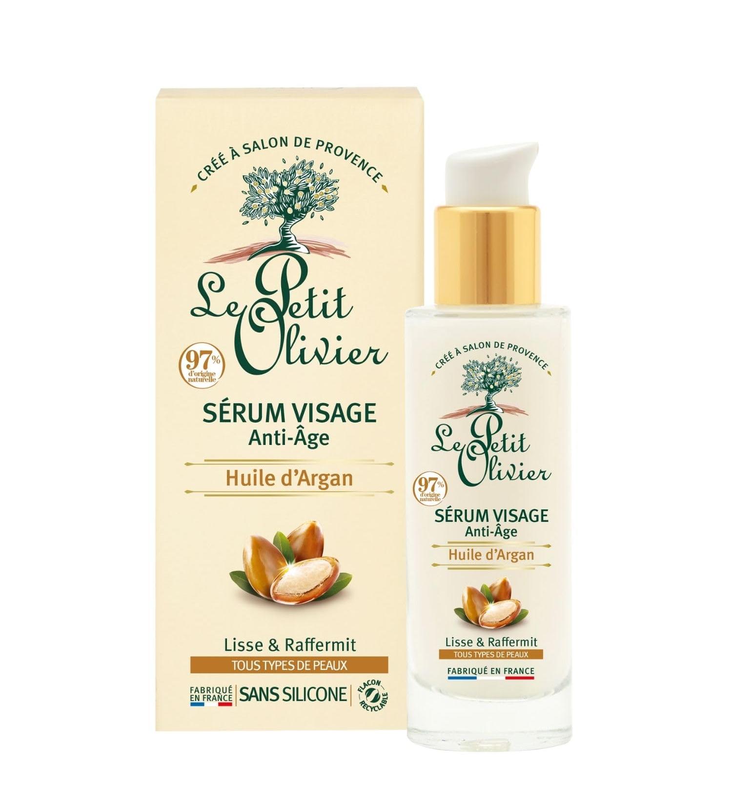 Le Petit Olivier - Anti-ageing face serum - Argan oil - Made in France - 30 ml pump bottle - Silicone-free - Buy Online on SooperMarket.com
