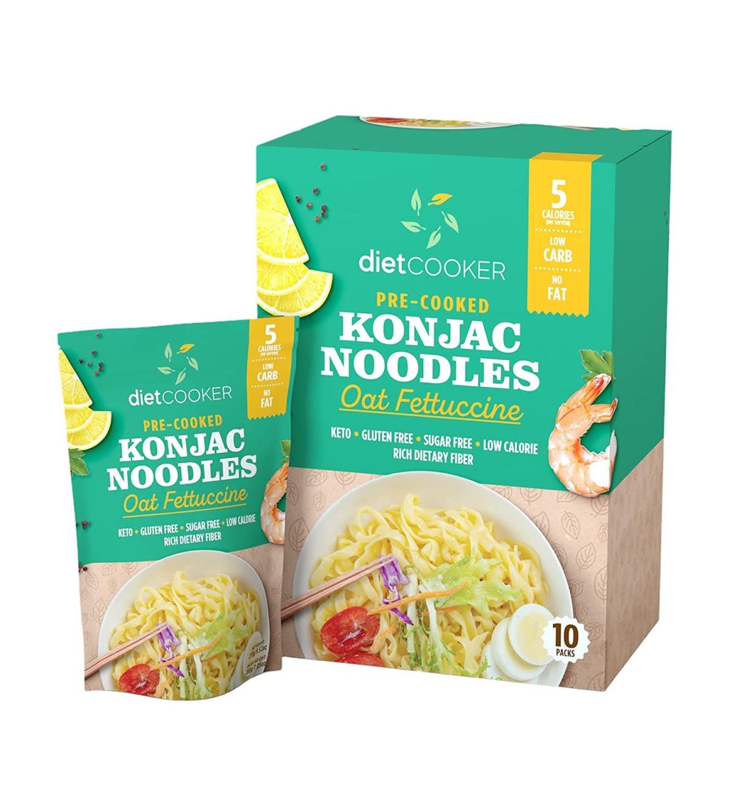 Pack of 10 DIET COOKER Premium Shirataki Oat Fettuccine Noodles - Keto & Vegan Friendly, Zero Net Carbs, Low Calorie Pasta - 9.52 oz (Pack of 10) - Buy Online on SooperMarket.com