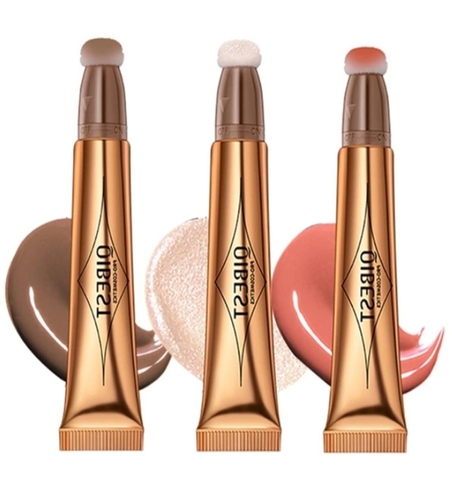 Liquid Contour Beauty Wall | Long-Lasting Face Highlighter & Bronzer Stick | 3PCS Shimmer Cream Makeup with Pillow Applicator - Buy Online on SooperMarket.com