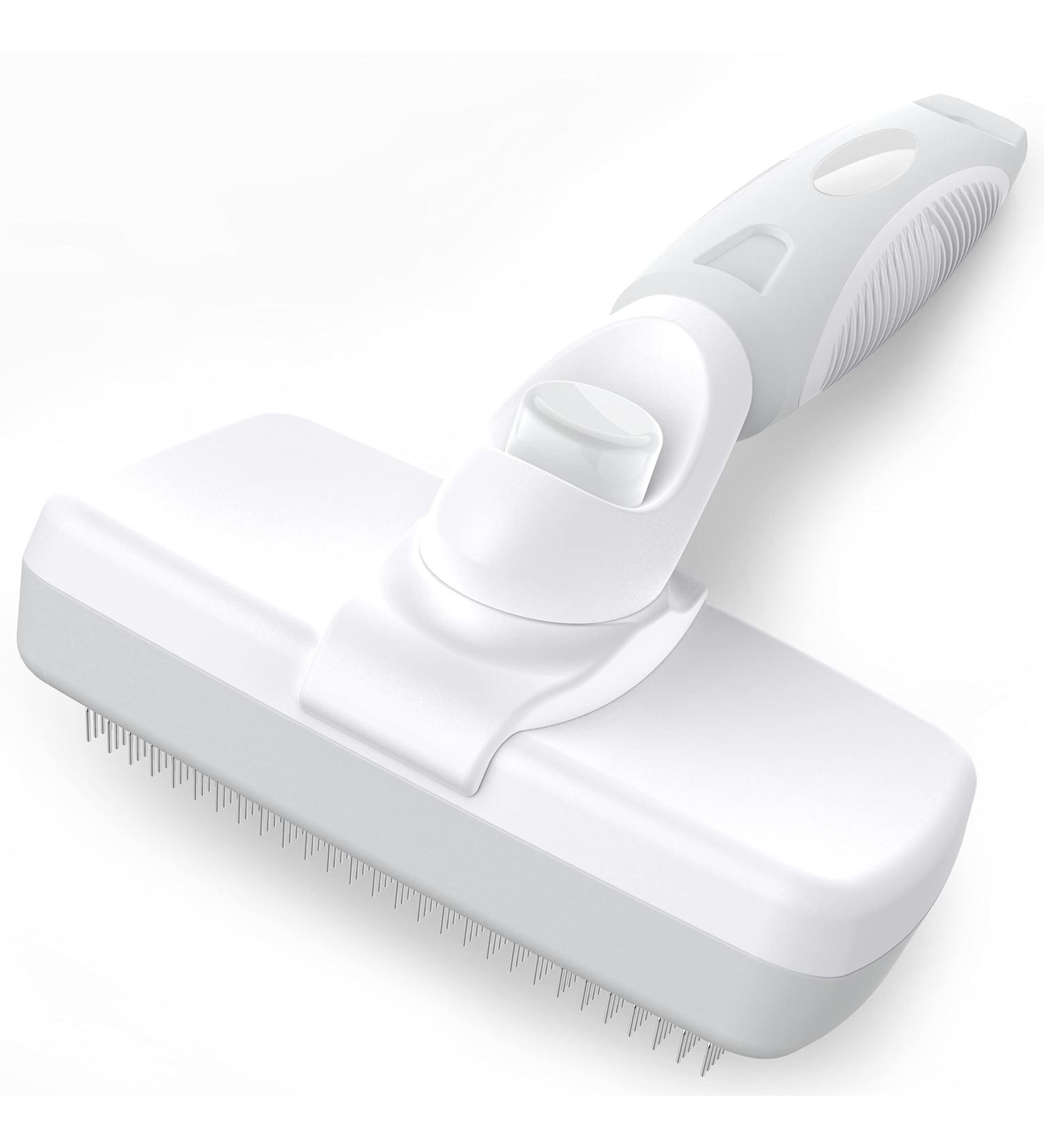 Crala Self Cleaning Slicker Brush- Pet Grooming Shedding Tool for Short & Long Haired Dogs & Cats- Removes Loose Undercoat, Mats & Tangles- White - Buy Online on SooperMarket.com