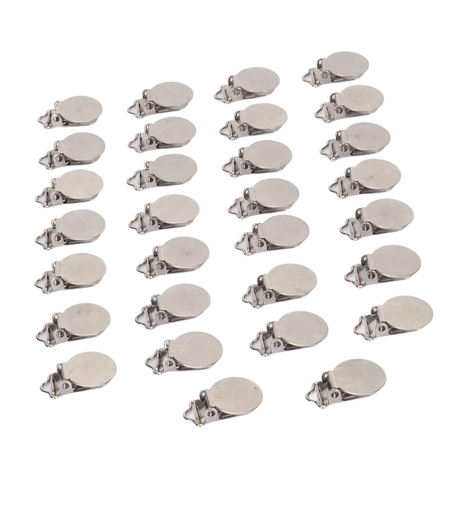 High-Quality Round Metal Pacifier Clips | Galvanized Glossy Stainless Steel | Durable & Stylish Baby Accessories - Buy Online on SooperMarket.com