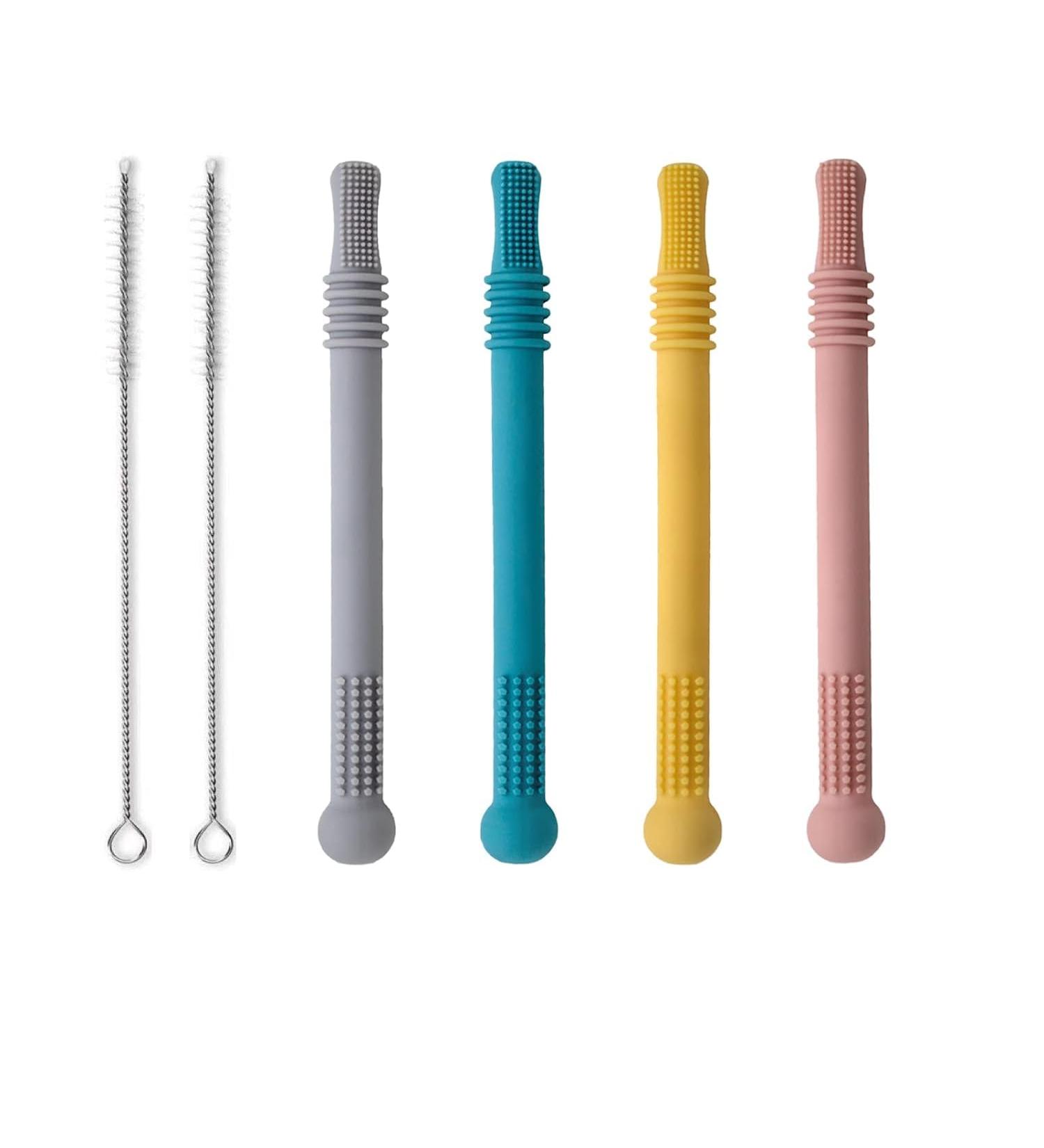 Buy Danneeforsu7 Baby Bite Tube Set - 4 Silicone Bass Rings & Chewing Toys for Toddlers | Safe Teething Solutions with Cleaning Brushes - Buy Online on SooperMarket.com