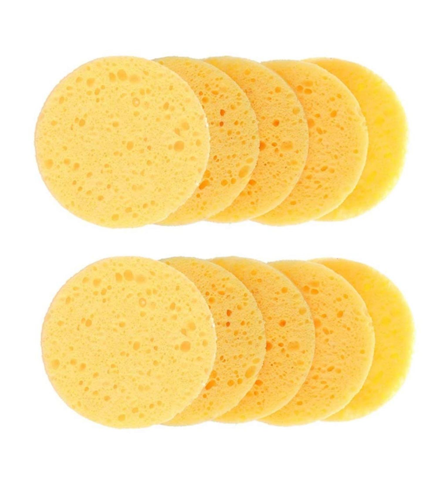 Buy Tvoip 25-Pack Reusable Facial Sponges - Natural Wood Pulp Deep Cleansing Bigger & Thicker Cosmetic Puff for Face Care - Yellow - Buy Online on SooperMarket.com