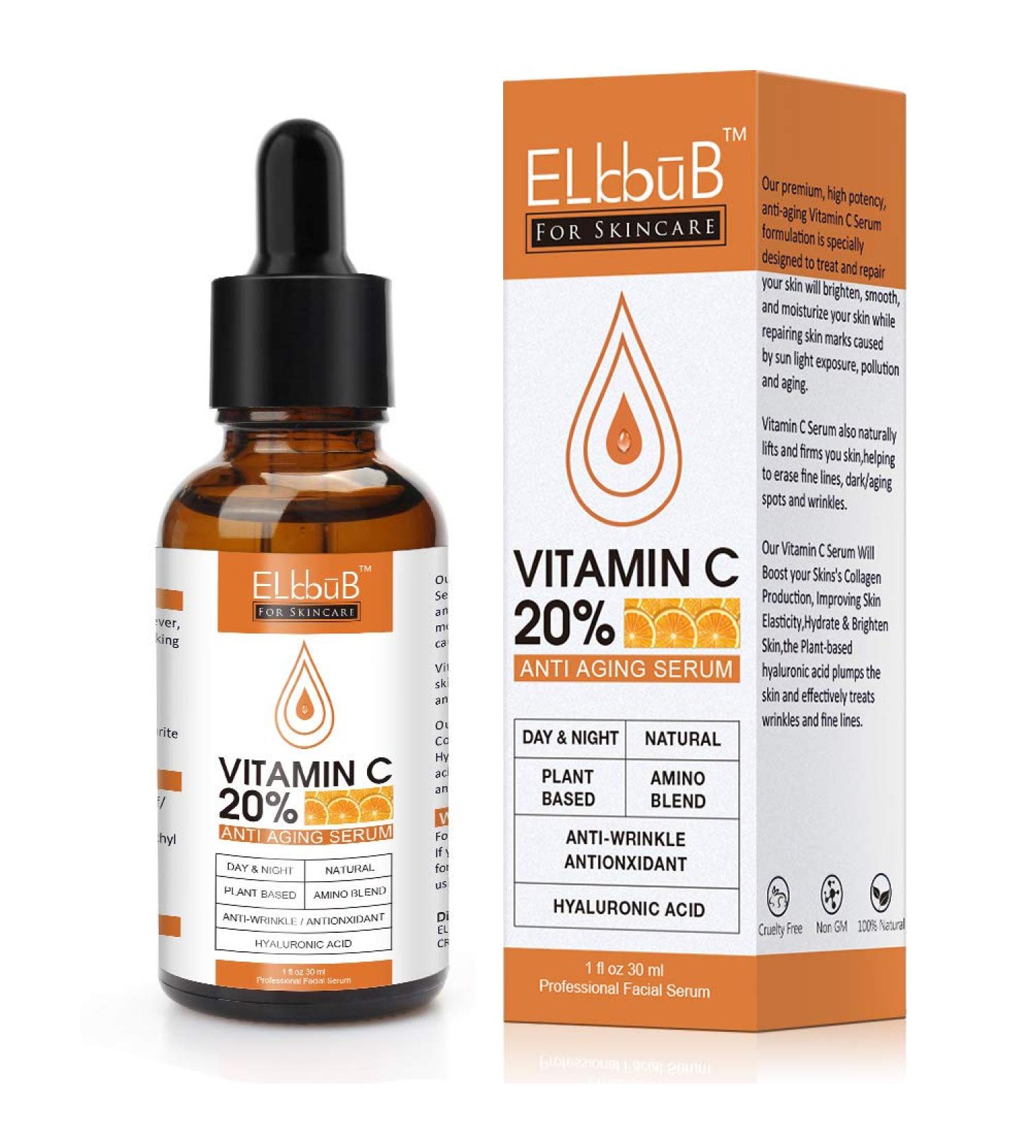 Premium 20% Vitamin C Serum For Face with Hyaluronic Acid Retinol & Amino Acids - Boost Skin Collagen Brighten Hydrate & Plump Skin Anti Aging & Wrinkle Facial Serum 30 ml (Pack of 1) - Buy Online on SooperMarket.com