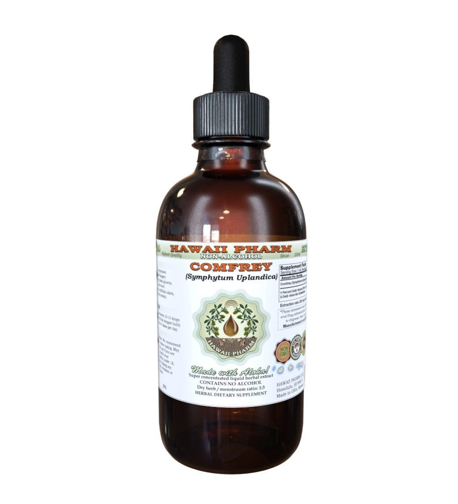 Organic Comfrey Leaf Glycerite 2 oz - Alcohol-Free Liquid Extract by Hawaii Pharm | Natural Herbal Supplement - Buy Online on SooperMarket.com
