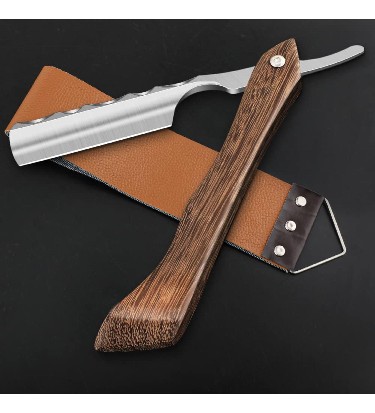 M&LD Cut Throat Razor Kit - Stainless Steel Single Edge Shaving Blades for Men - Ideal for Barber, Home & Salon Use - Straight Razor Gift for Men - Chocolatet159 - Buy Online on SooperMarket.com