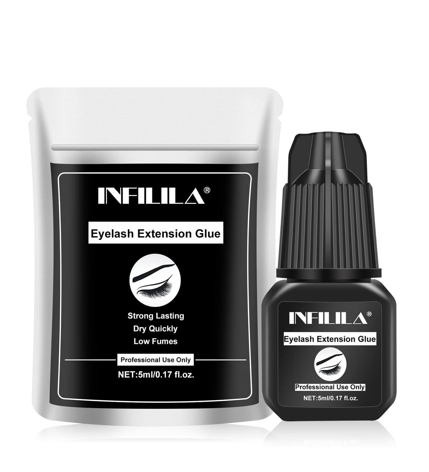 NXJ INFILILA Lash Glue | Extra Strong Eyelash Extension Adhesive - 0.5 Sec Dry Time 8 Weeks Retention Low Fume - 5ml - Buy Online on SooperMarket.com