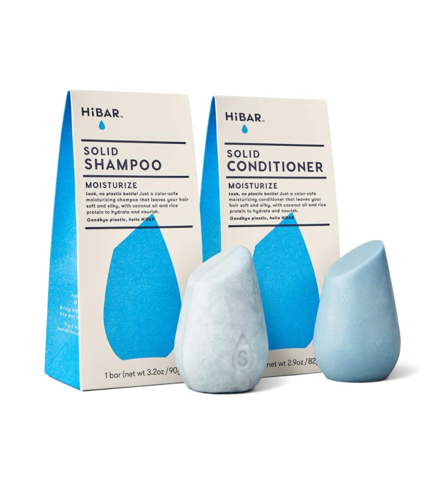 HiBAR Moisturizing Shampoo and Conditioner Bar Set - All Natural, Plastic-free, Travel Size, Color Safe, Eco Friendly, Zero Waste - Buy Online on SooperMarket.com
