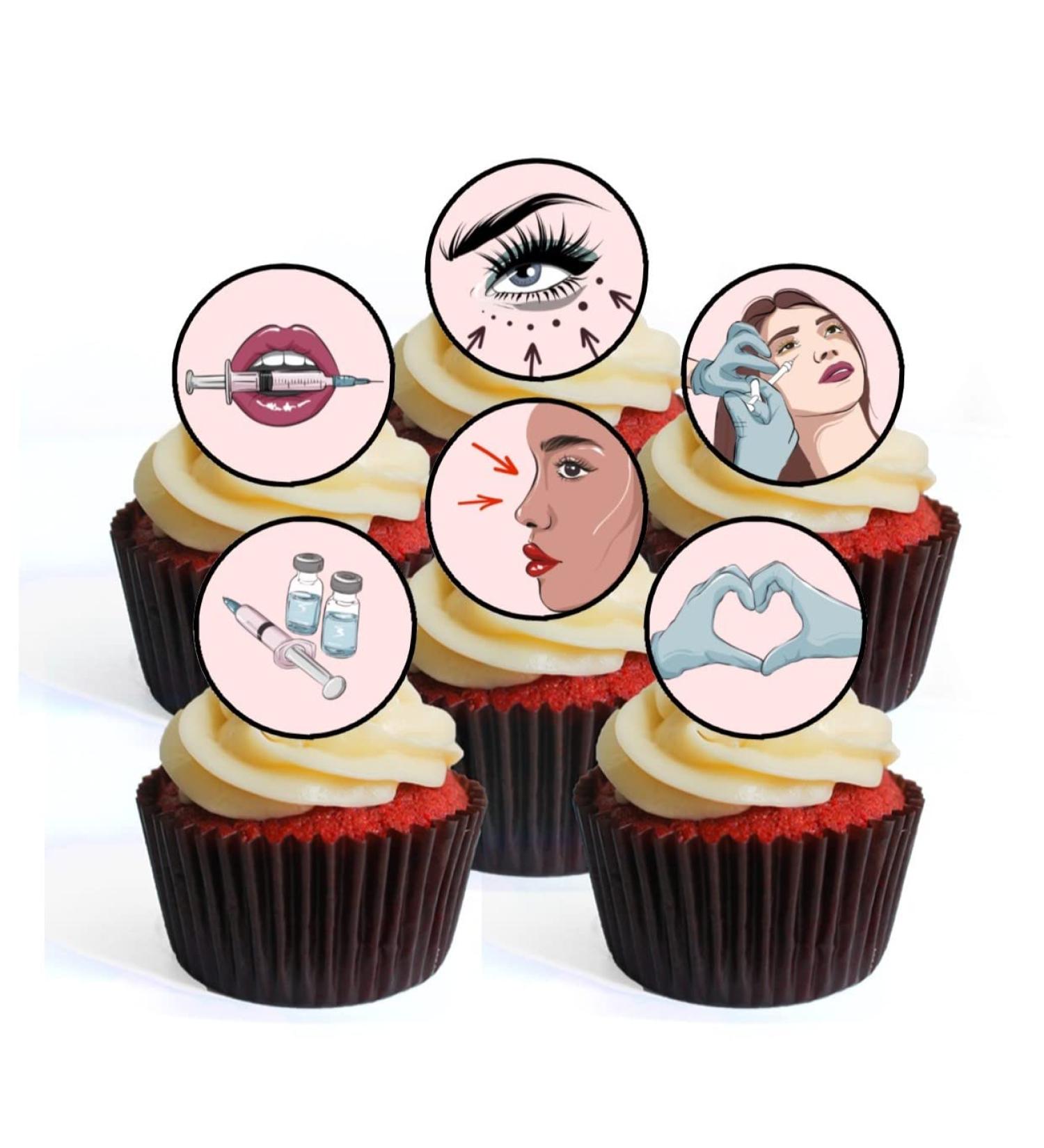 24 Aesthetic Nurse Cupcake Toppers Aesthetic Practitioner Theme Edible Premium Thickness SWEETENED Vanilla Wafer Discs Cake Decorations - Buy Online on SooperMarket.com
