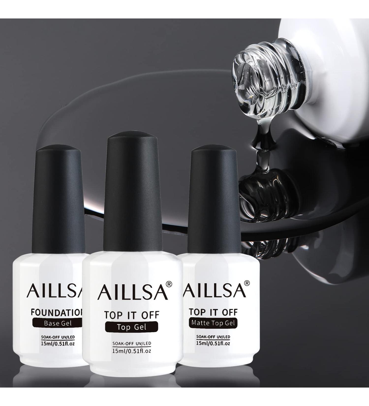AILLSA 3PCS Base and Top Coat Set - No Wipe Matte & Mirror Gloss | Long-Lasting Gel Nail Polish | UV LED Soak Off | Nail Art DIY - Buy Online on SooperMarket.com