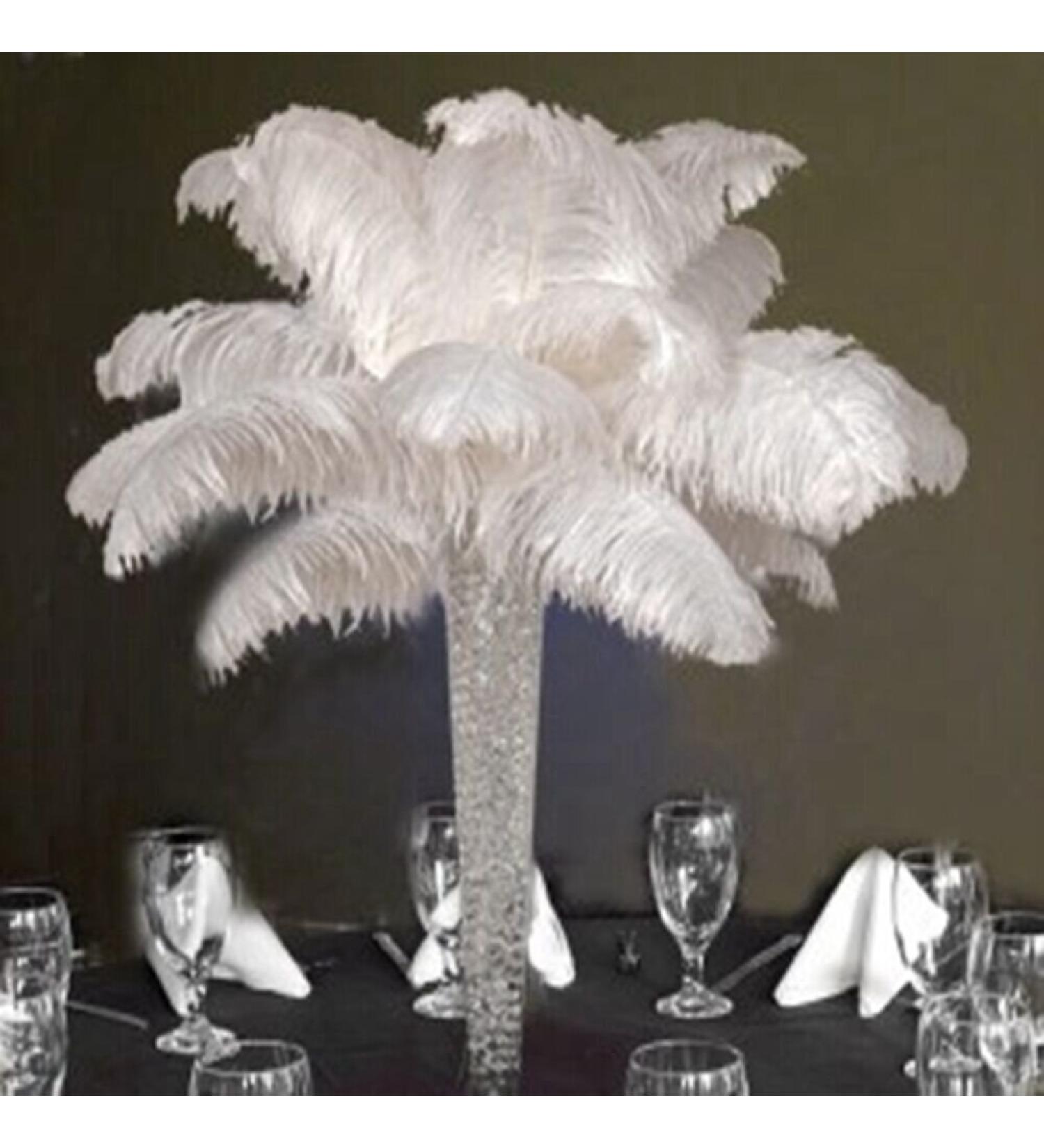 Shekyeon 12-14 inch Ostrich Feathers Pack of 10 - White Wedding Centerpiece Plumes - Buy Online on SooperMarket.com