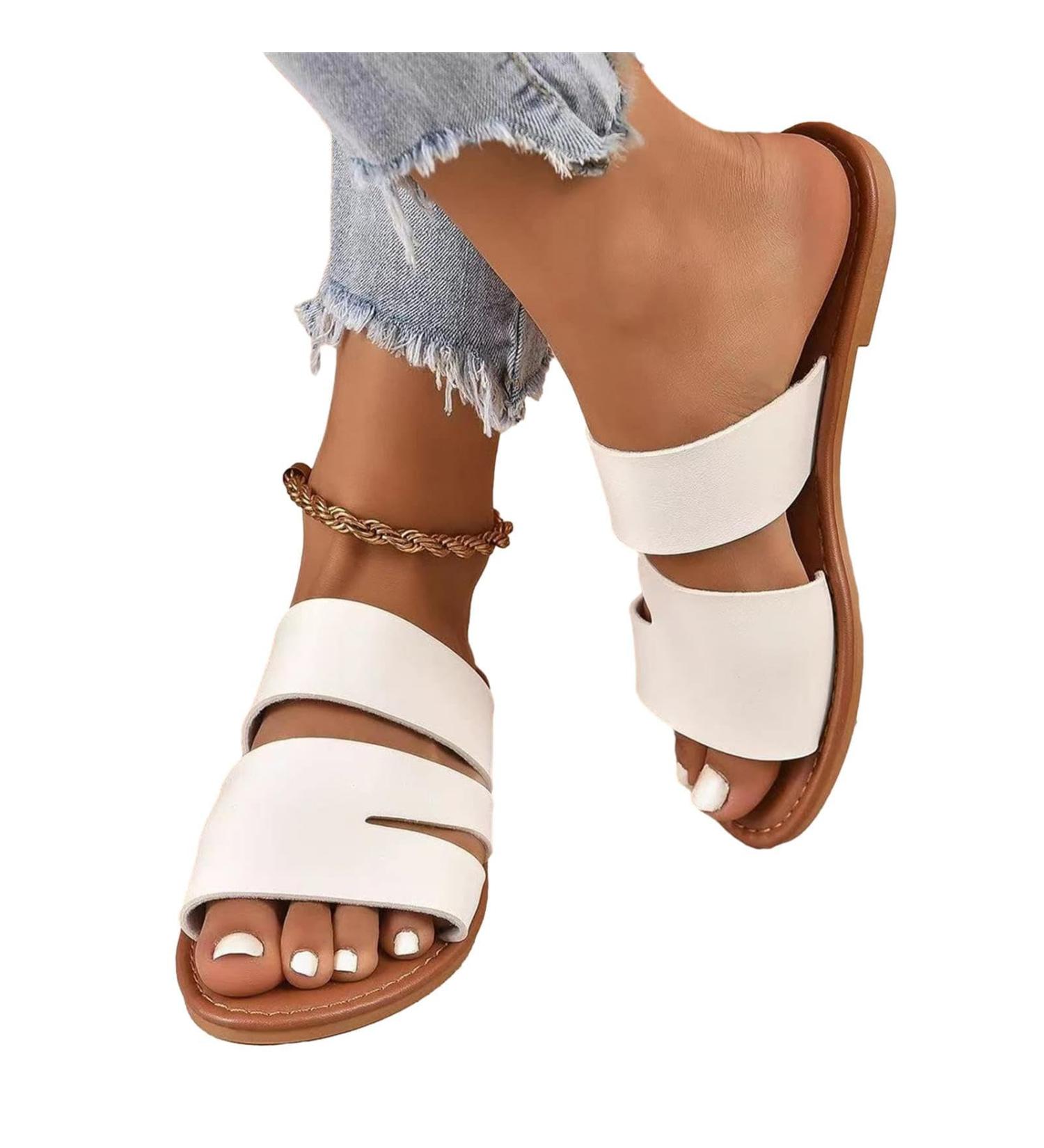 Nupaque Women s Dressy Slide Sandals - Flat Summer Open-Toe Shoes | Large Size 39 EU for Leisure Swimming & Shopping - Buy Online on SooperMarket.com