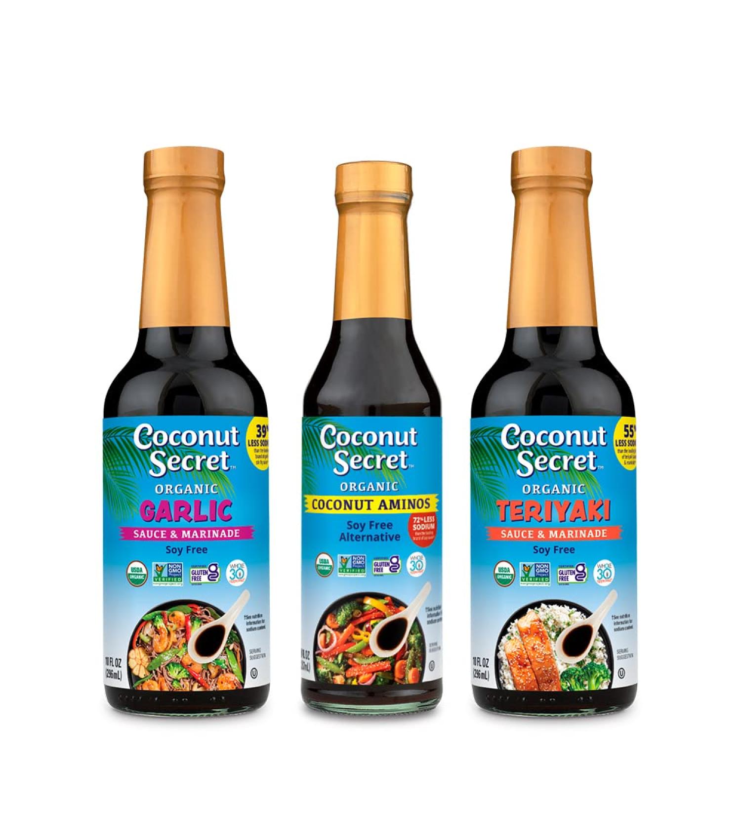 Coconut Secret Coconut Aminos Variety Pack - Original, Garlic & Teriyaki Sauces - Buy Online on SooperMarket.com