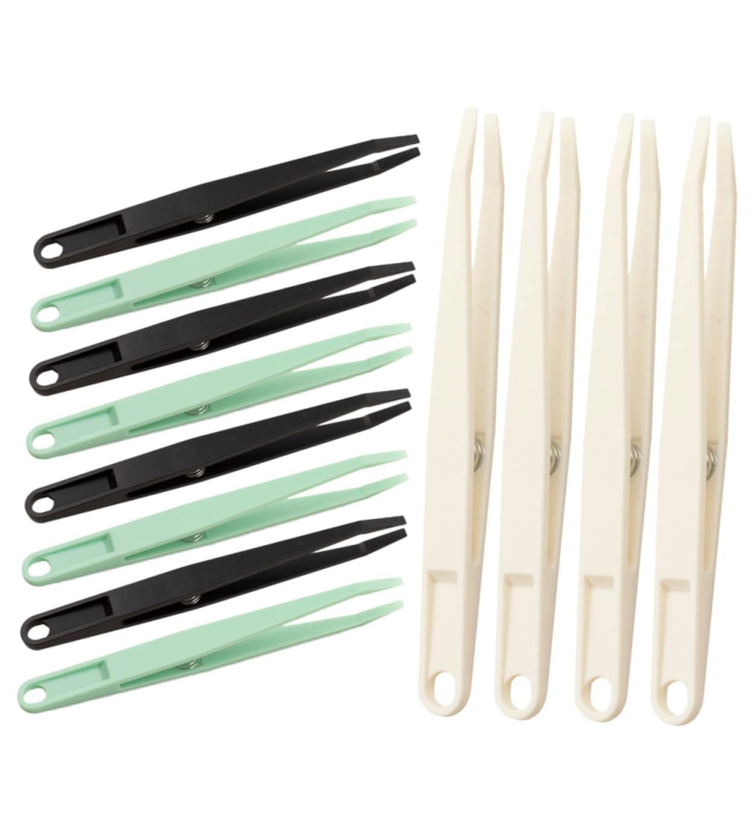 Stobok 12-Piece Flat Head Tweezers Set - Perfect for First Aid Trimming Nasal Hair and Eyelash Extensions - Pink Plastic Tweezers for Precision Use - Buy Online on SooperMarket.com