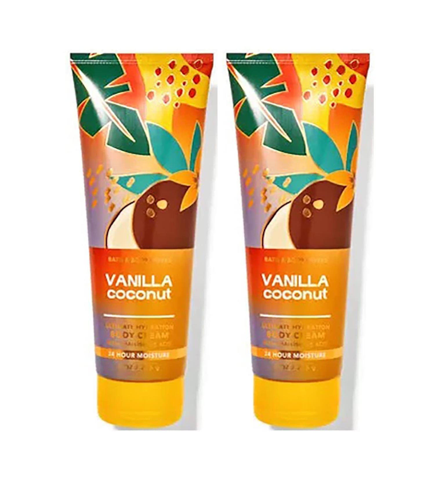Bath & Body Works Vanilla Coconut Ultimate Hydration Cream For Women 8 Fl Oz 2- Pack (Vanilla Coconut) 16 Ounce